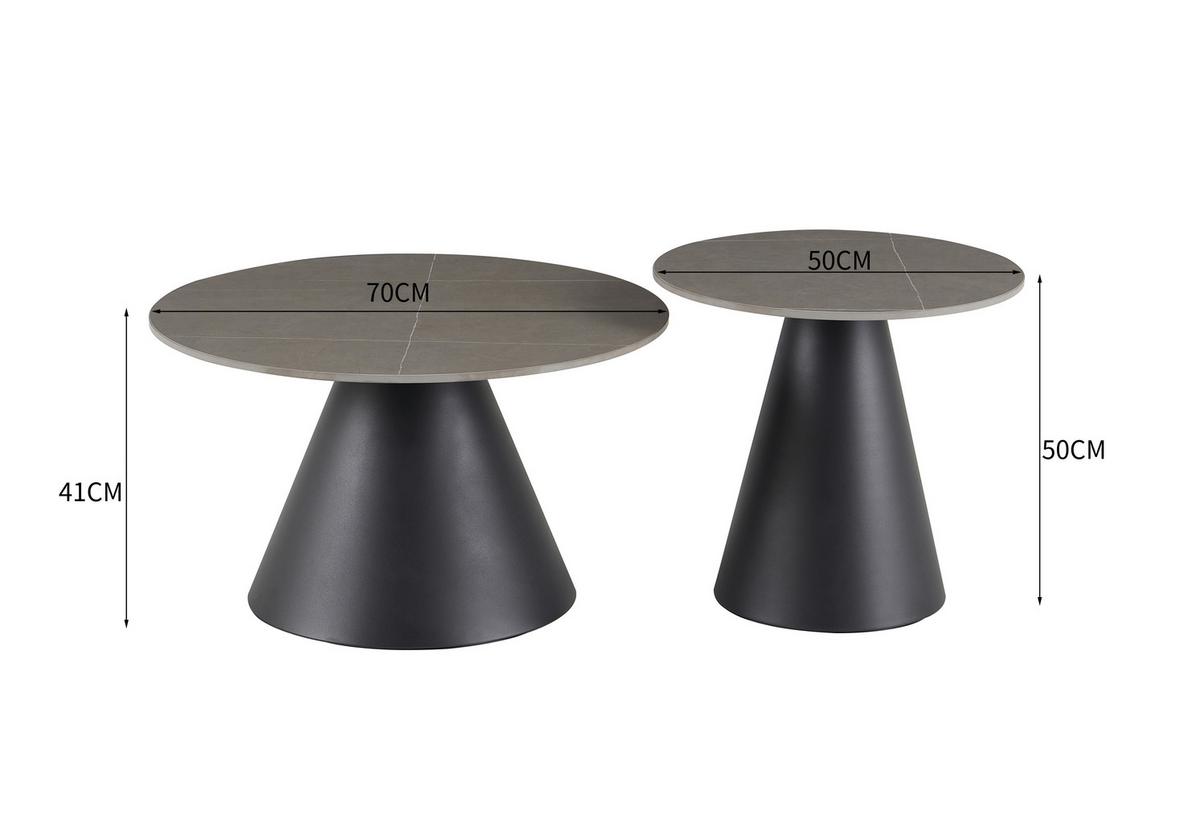 Stolić Preston - siva/crna, Moderno, kamen/metal (70/50/70/50/40/46cm) - Modern Living