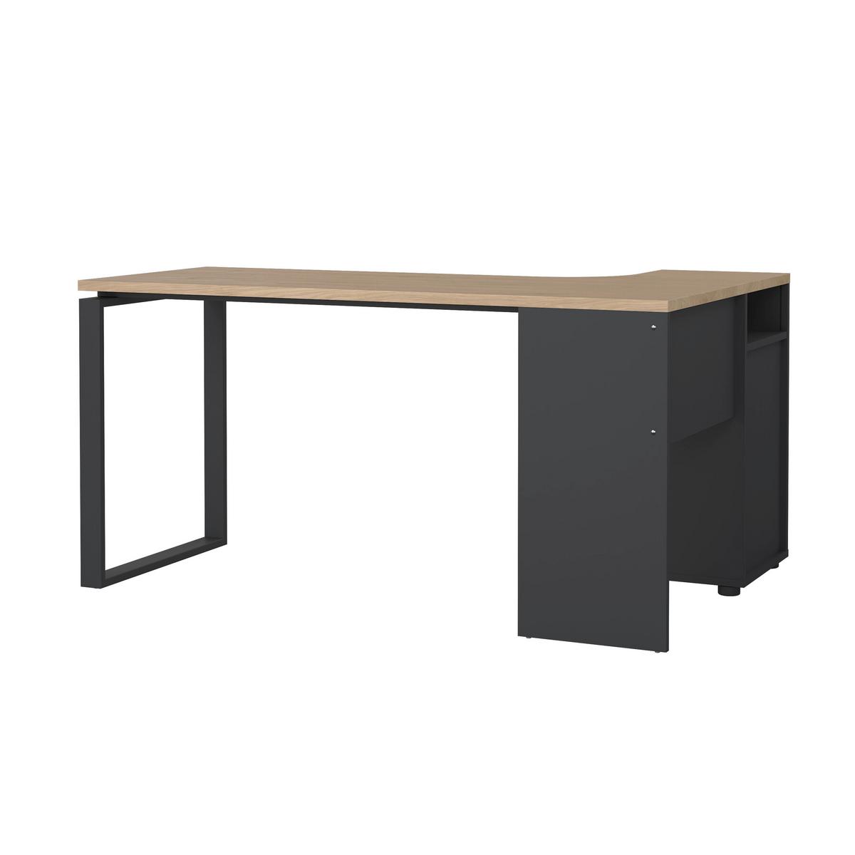 Kotna Pisalna Miza Sign, Siva, Barva Hrasta - siva/barve hrasta, Moderno, kovina/leseni material (150/99,6/75,6cm) - MID.YOU