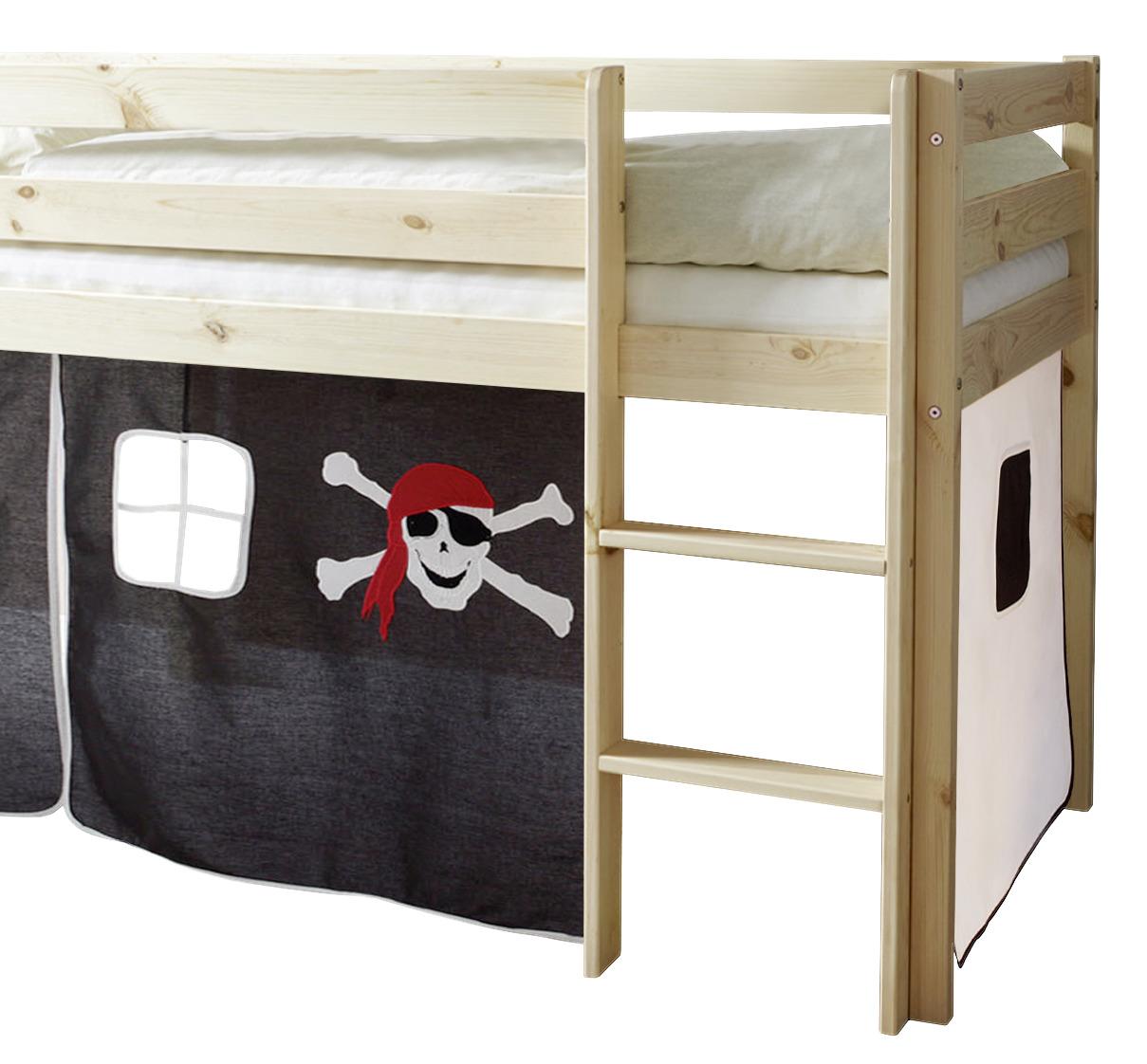 Spielbett Holz Malte ca. 90x200 cm Schwarz - Schwarz/Weiß, Natur, Holz (90/200cm) - MID.YOU