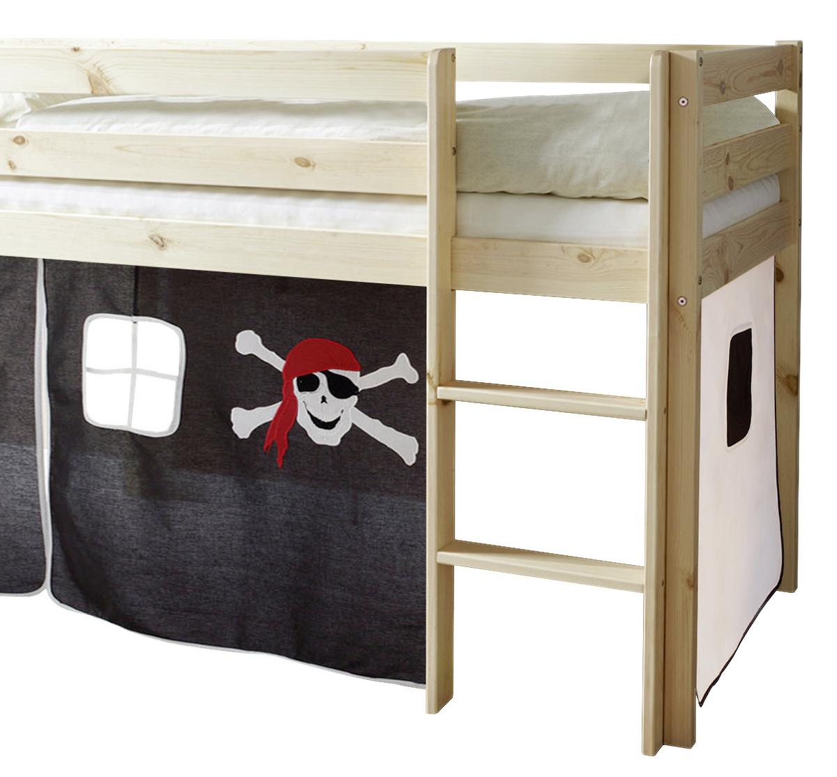 Spielbett Holz Malte ca. 90x200 cm Schwarz - Schwarz/Weiß, Natur, Holz (90/200cm) - MID.YOU