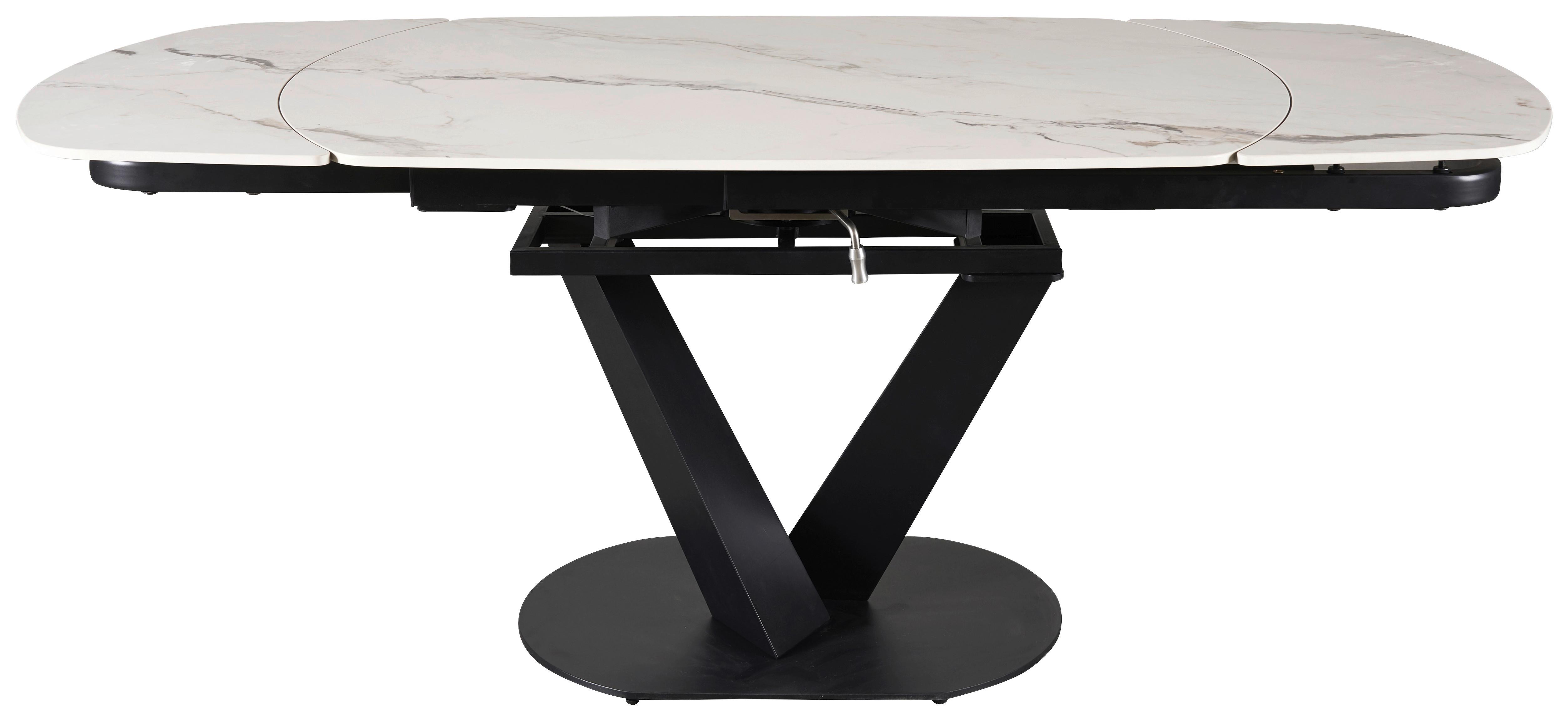 UTDRAGBART BORD NICOLAS - vit/svart, Modern, metall/sten (120-180/90/75-77cm) - Mömax