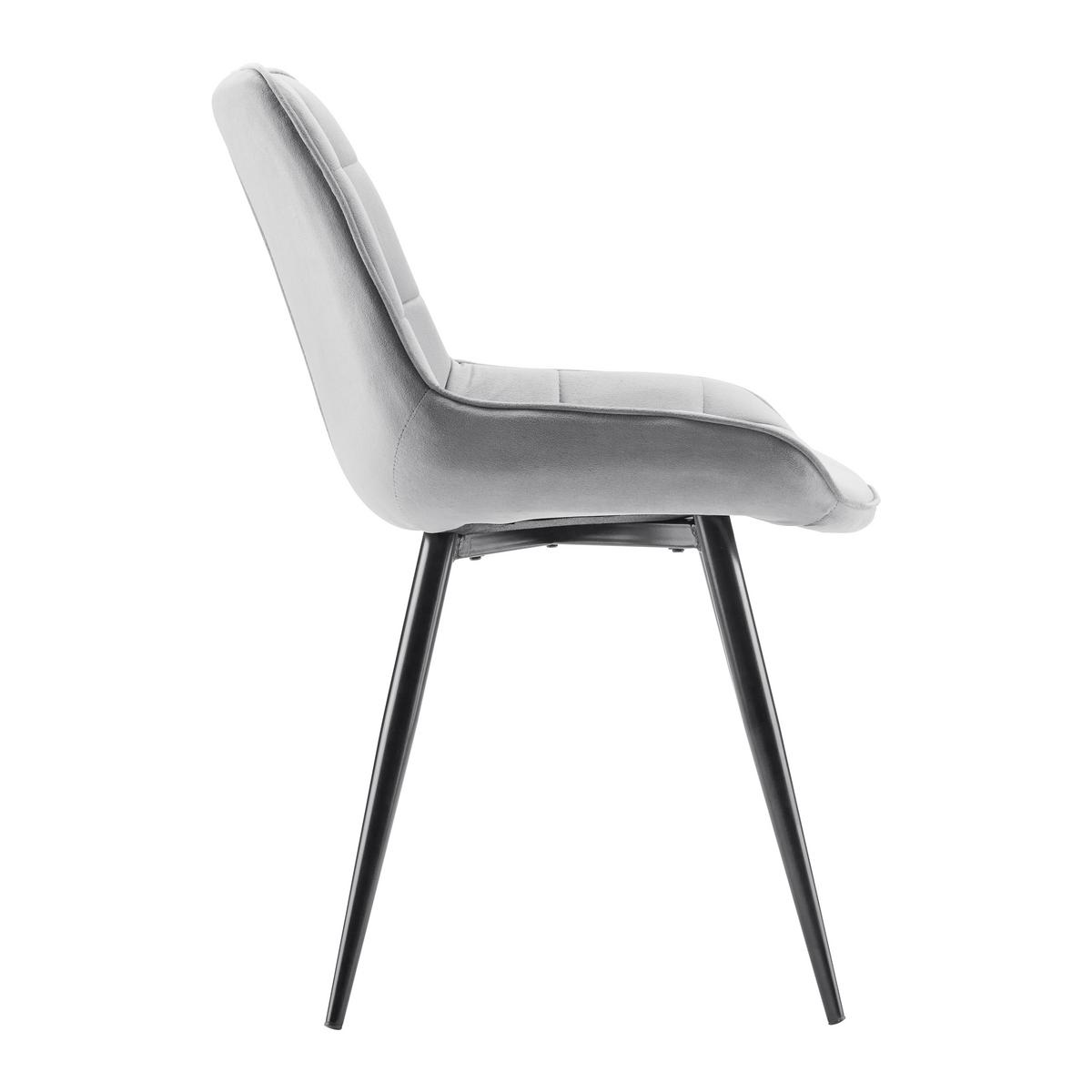 Stuhl Alina Grau Samt Gepolstert - Schwarz/Grau, MODERN, Holz/Textil (59/84/51cm) - Bessagi Home