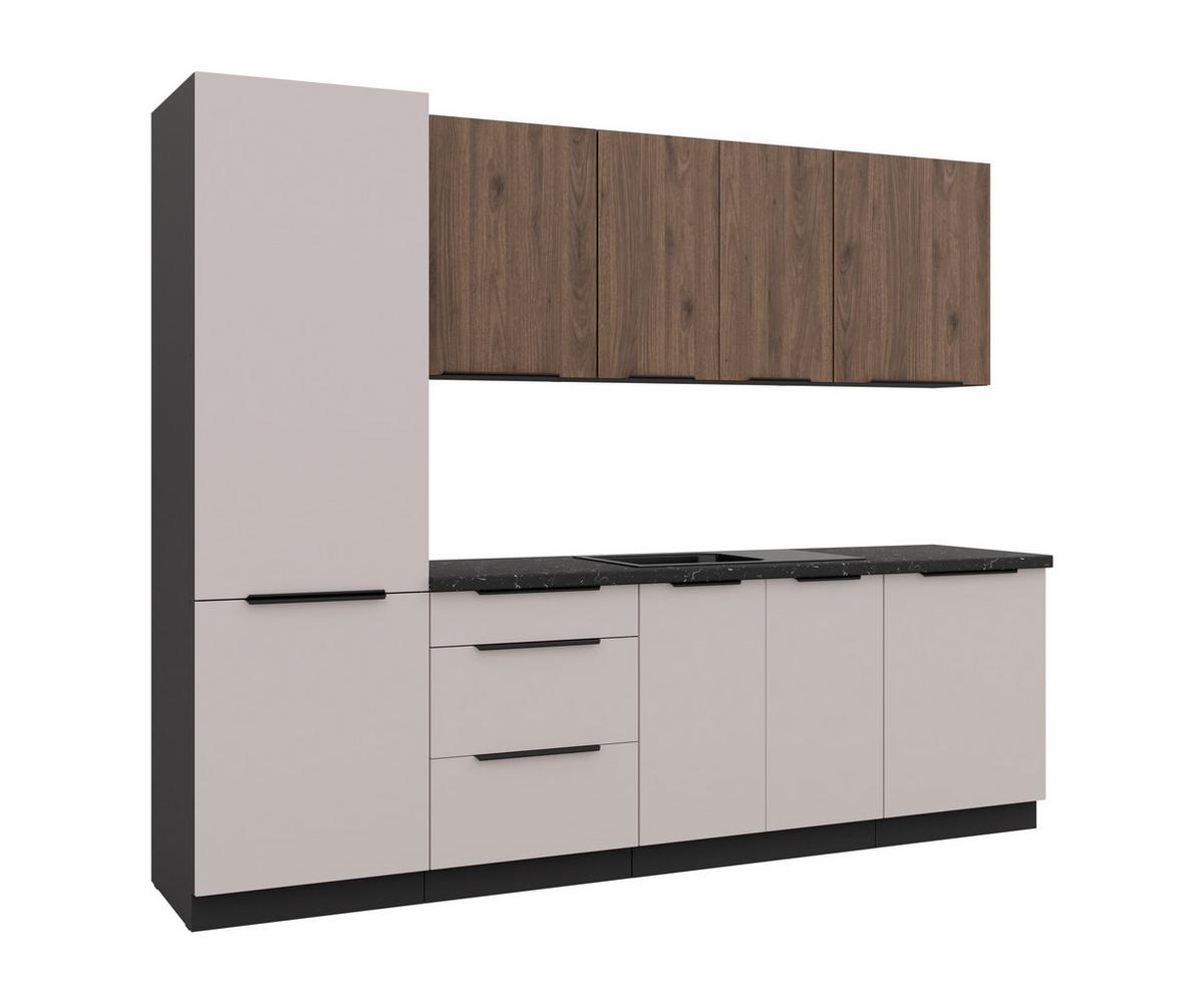Blok Kuhinja Arona/monza - kašmir/boja orahovog drveta, Moderno, metal/pločasti materijal (260/210/60cm) - Modern Living