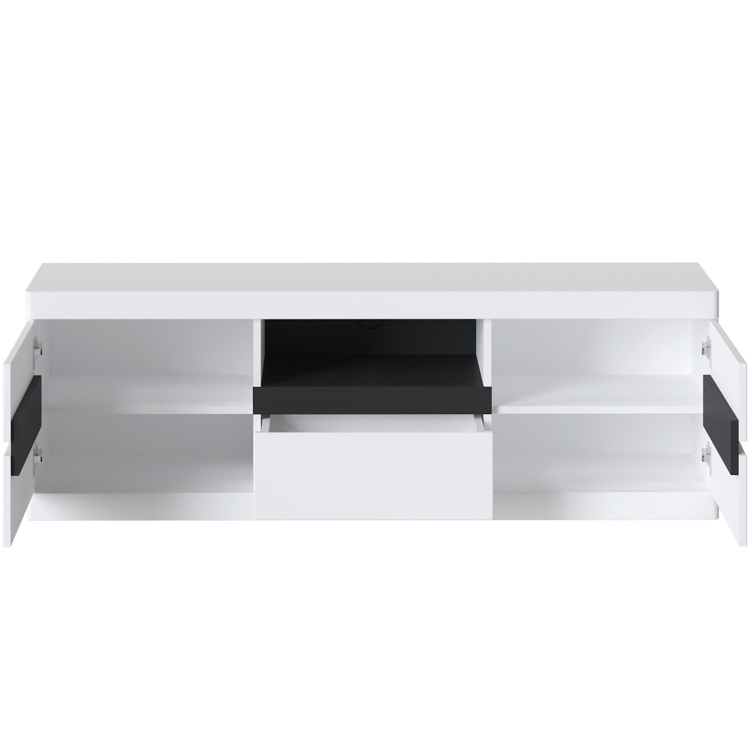 Comodă TV TURINO NEO - alb/grafit, Trend, material pe bază de lemn (150/49,8/39,9cm) - Modern Living