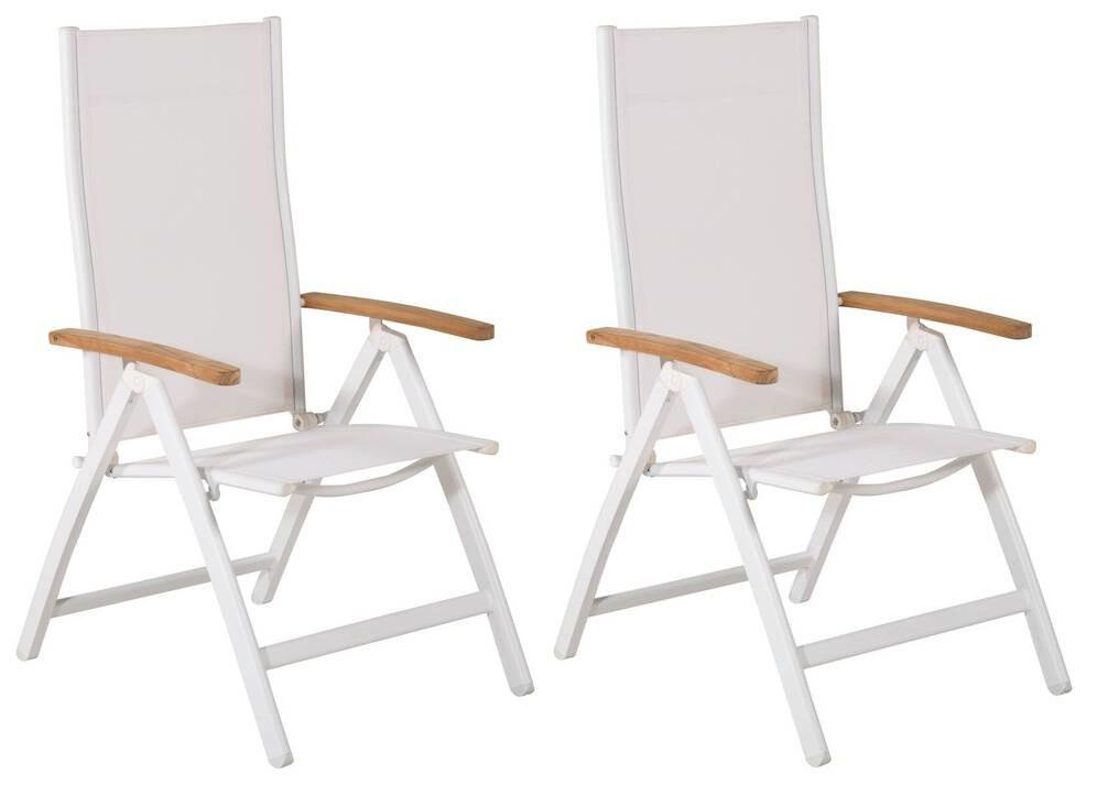 Gartenstuhl-Set Panama ca. 60x110x75 cm Weiß - Weiß/Naturfarben, KONVENTIONELL, Textil/Metall (60/110/75cm) - Gardenson