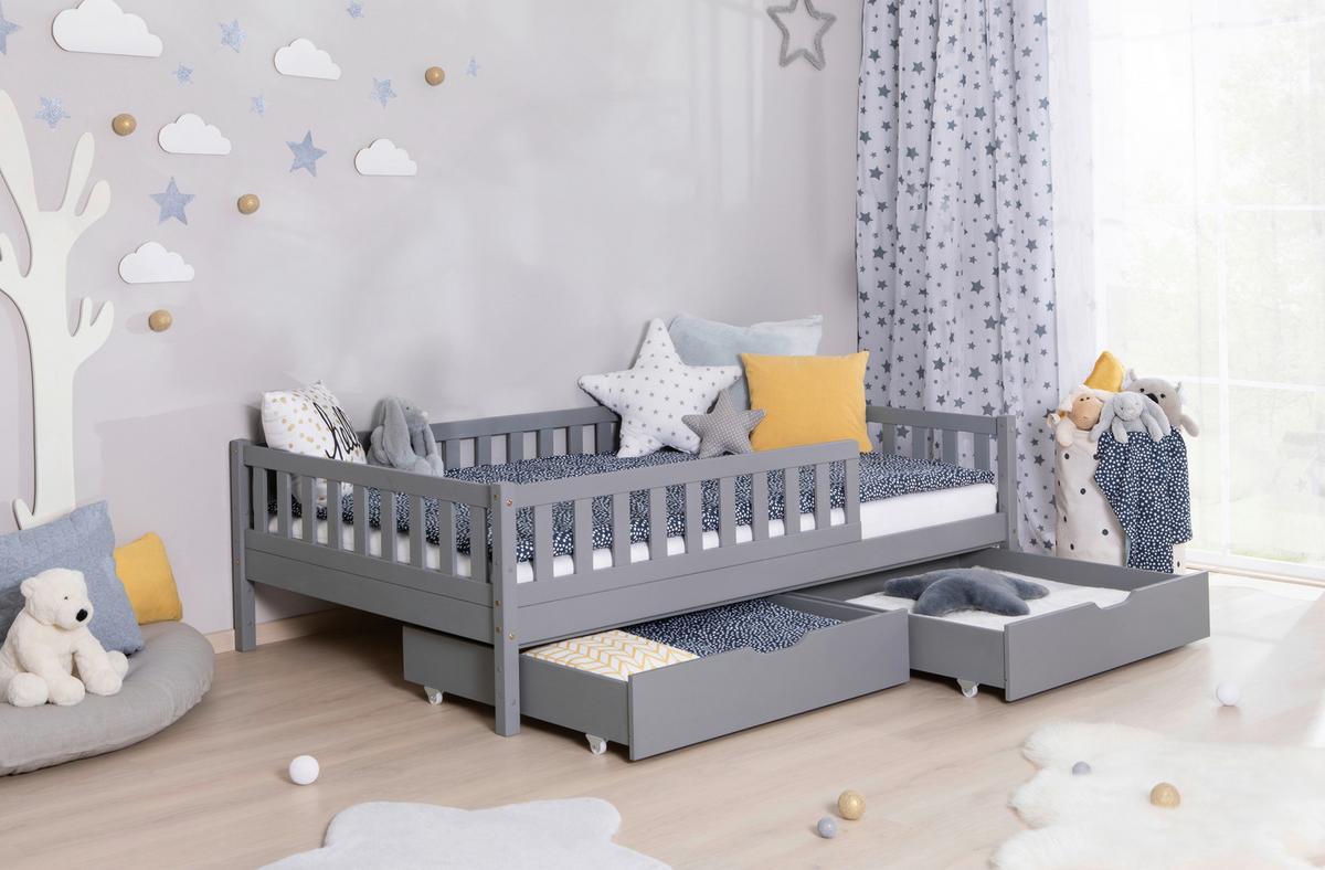 Hausbett Lou ca. 140x200 cm Holz Hellgrau - Hellgrau/Naturfarben, MODERN, Holz (140/200cm) - MID.YOU