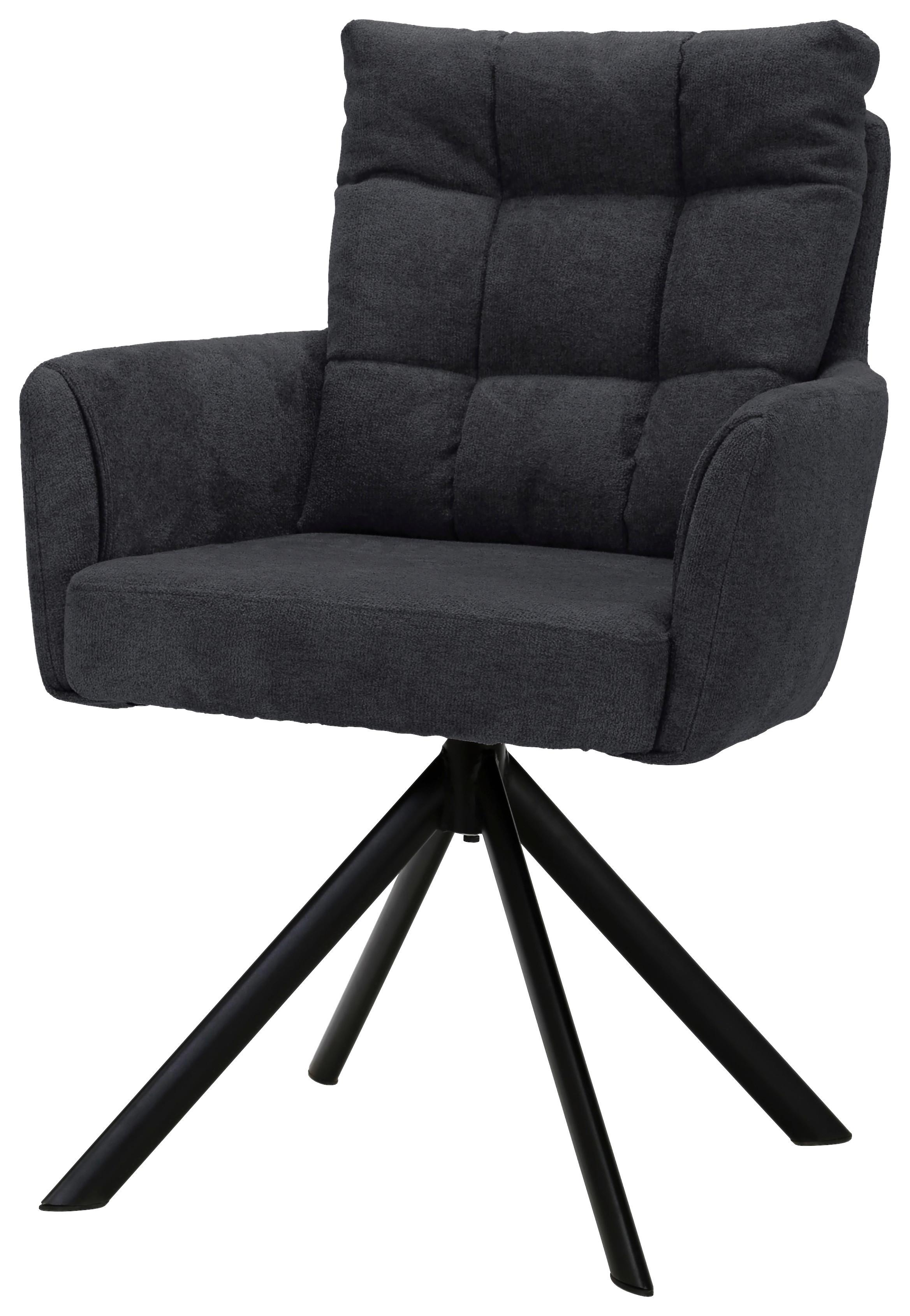 Naslanjač Susan, Črna, Vrtljiv - temno siva/črna, Konvencionalno, kovina/tekstil (59/90/66cm)