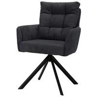 Naslanjač Susan, Črna, Vrtljiv - temno siva/črna, Konvencionalno, kovina/tekstil (59/90/66cm)