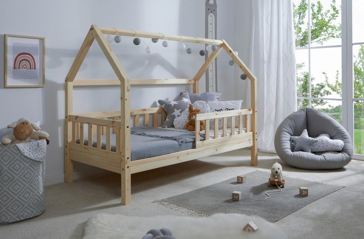 Hausbett Kay ca. 80x160 cm Kiefer Natur - Naturfarben, MODERN, Holz/Textil (80/160cm) - MID.YOU