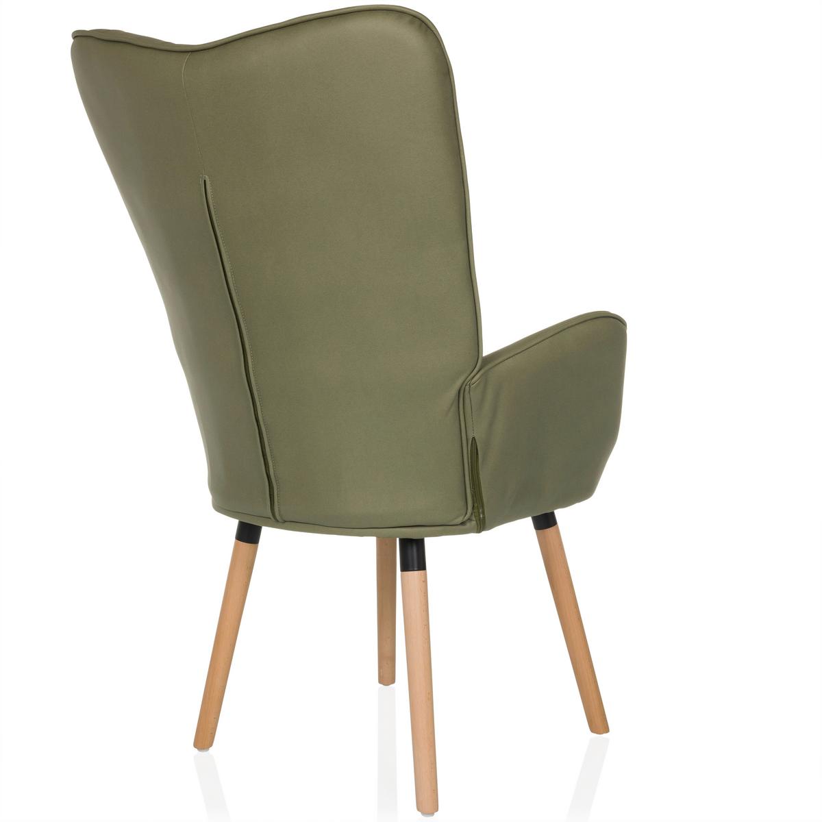 Fotelj Havenio I, Zelena - zelena/barve bukve, Moderno, tekstil/les (70/106/75cm) - MID.YOU