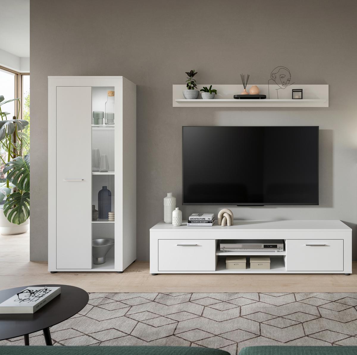 ANSAMBLU MOBILIER CAMERA DE Z JAM - alb, Design, sticlă/material pe bază de lemn (235/159/35cm) - Modern Living