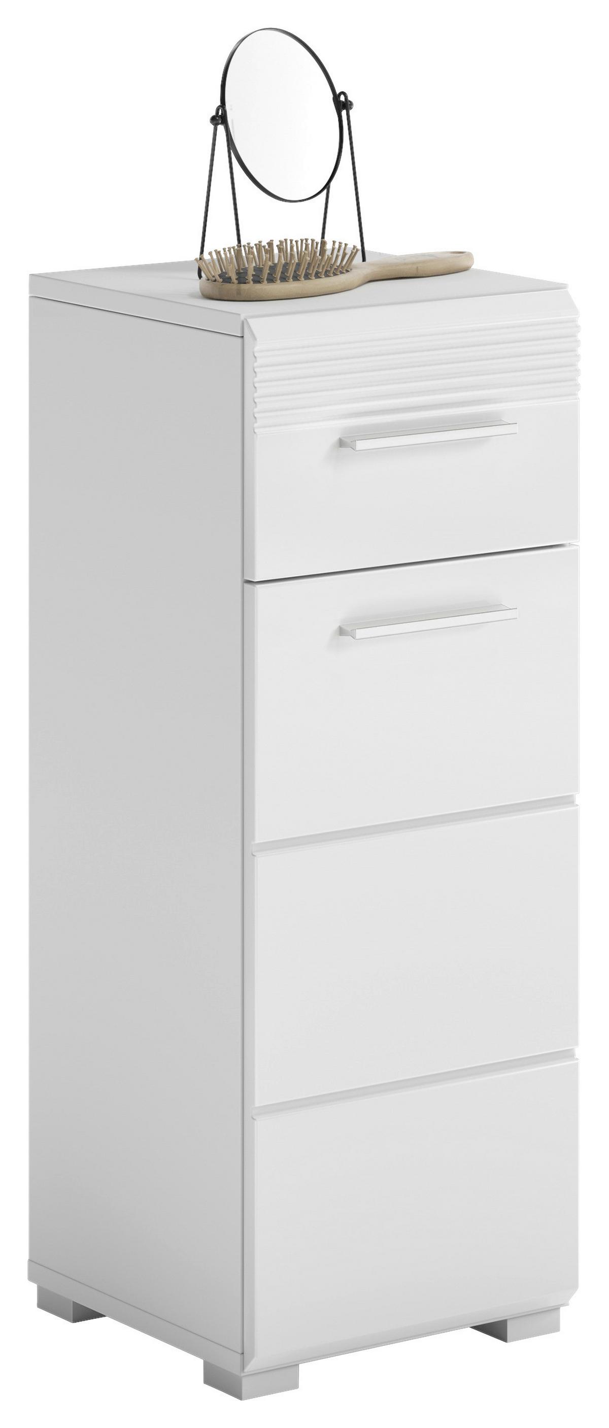 Spodnja Omarica Linus, Bela - bela/visoki sijaj, Moderno, umetna masa/leseni material (30/79/31cm) - MID.YOU