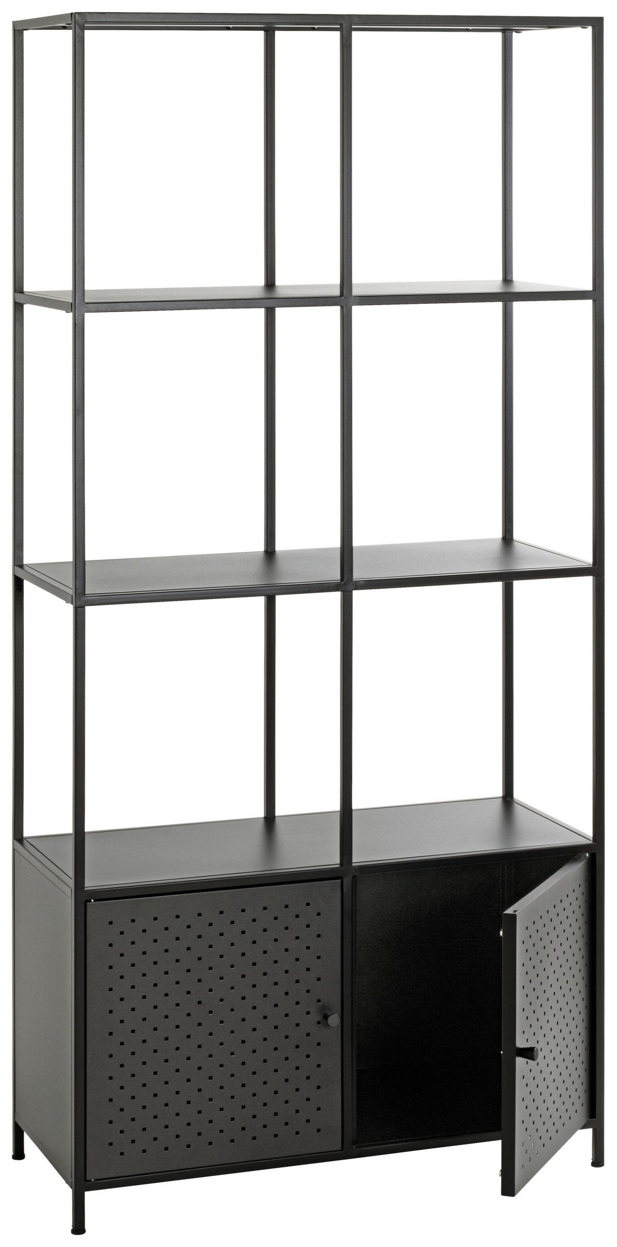 REGAŁ HOUSTON - czarny, Design, metal (80/176/37cm)