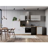 Küchenblock Merle m. Geräten Weiß - Edelstahlfarben/Eichefarben, Basics, Glas/Holzwerkstoff (280cm) - Respekta