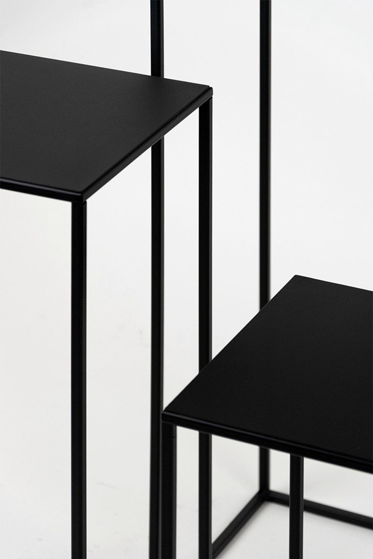 Blumenständer Schwarz - Schwarz, Basics, Metall (25/47/25cm)