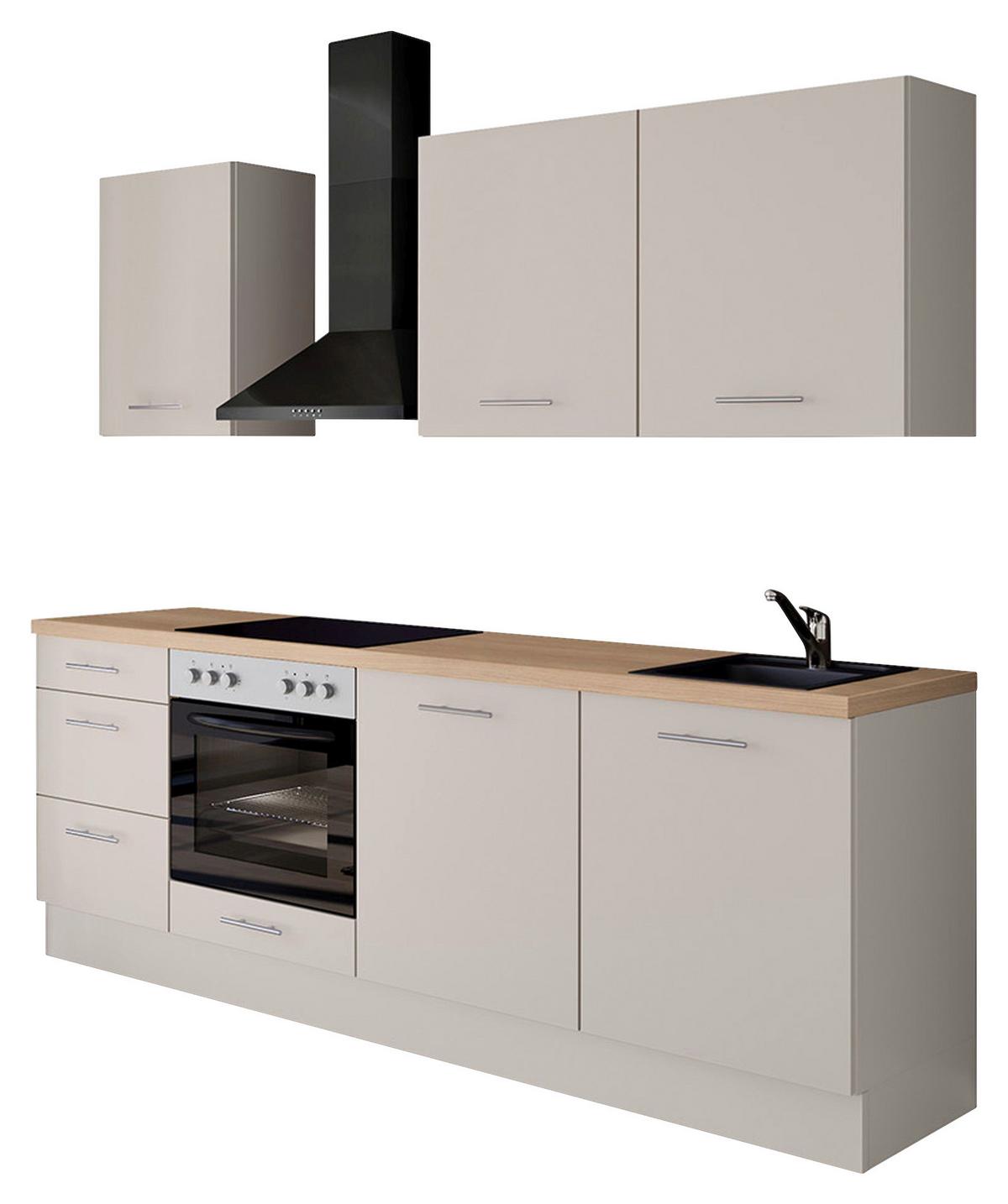 Küchenblock IBZ ohne Geräte ca. 230 cm Magnolie - Edelstahlfarben/Eichefarben, Design, Holzwerkstoff/Metall (230cm) - Impuls