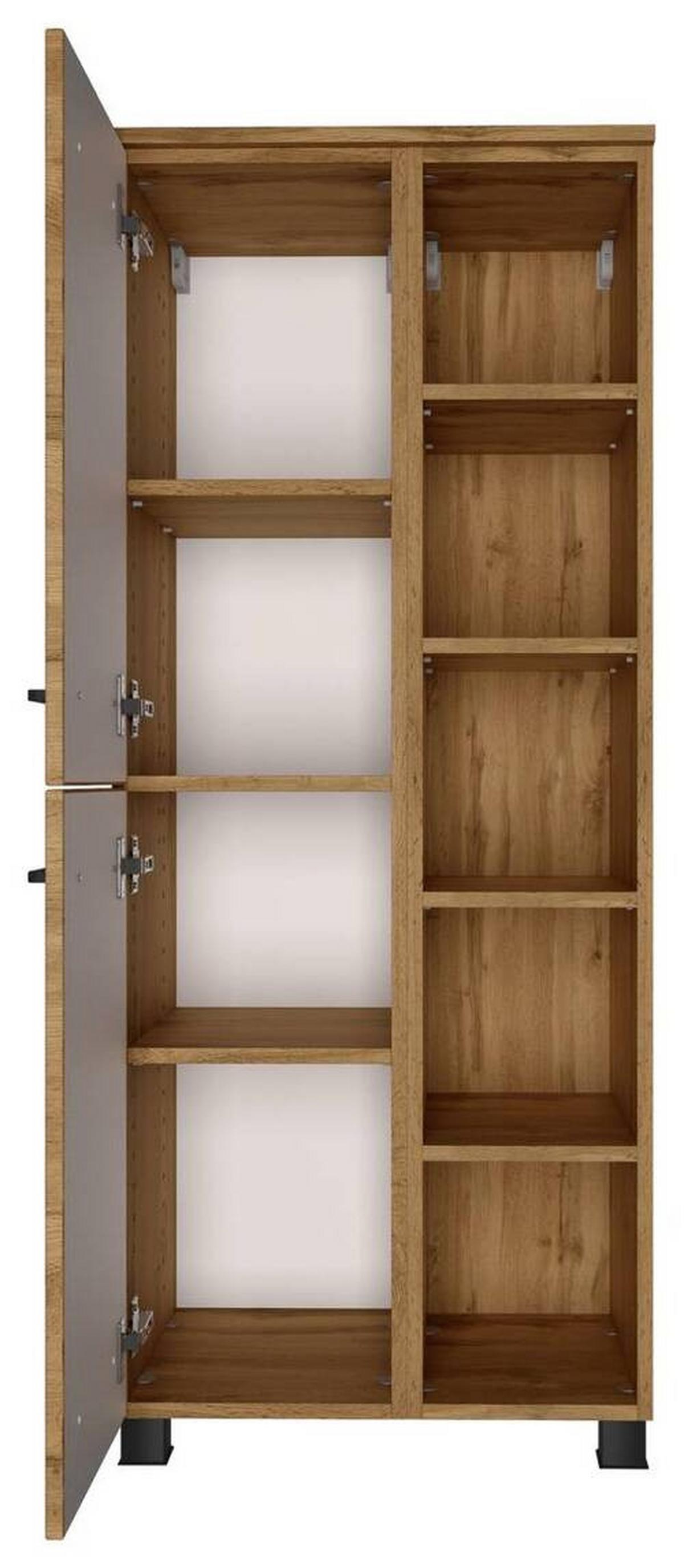 Midischrank ''Manchester'', Eichefarben - Eichefarben/Schwarz, MODERN, Holzwerkstoff/Metall (55/130/35cm) - Held