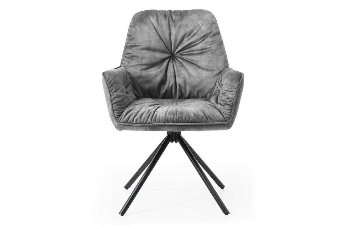 Naslanjač Vintage, Siva, Vrtljiv - siva/črna, Moderno, kovina/tekstil (61/90/59cm) - Livetastic