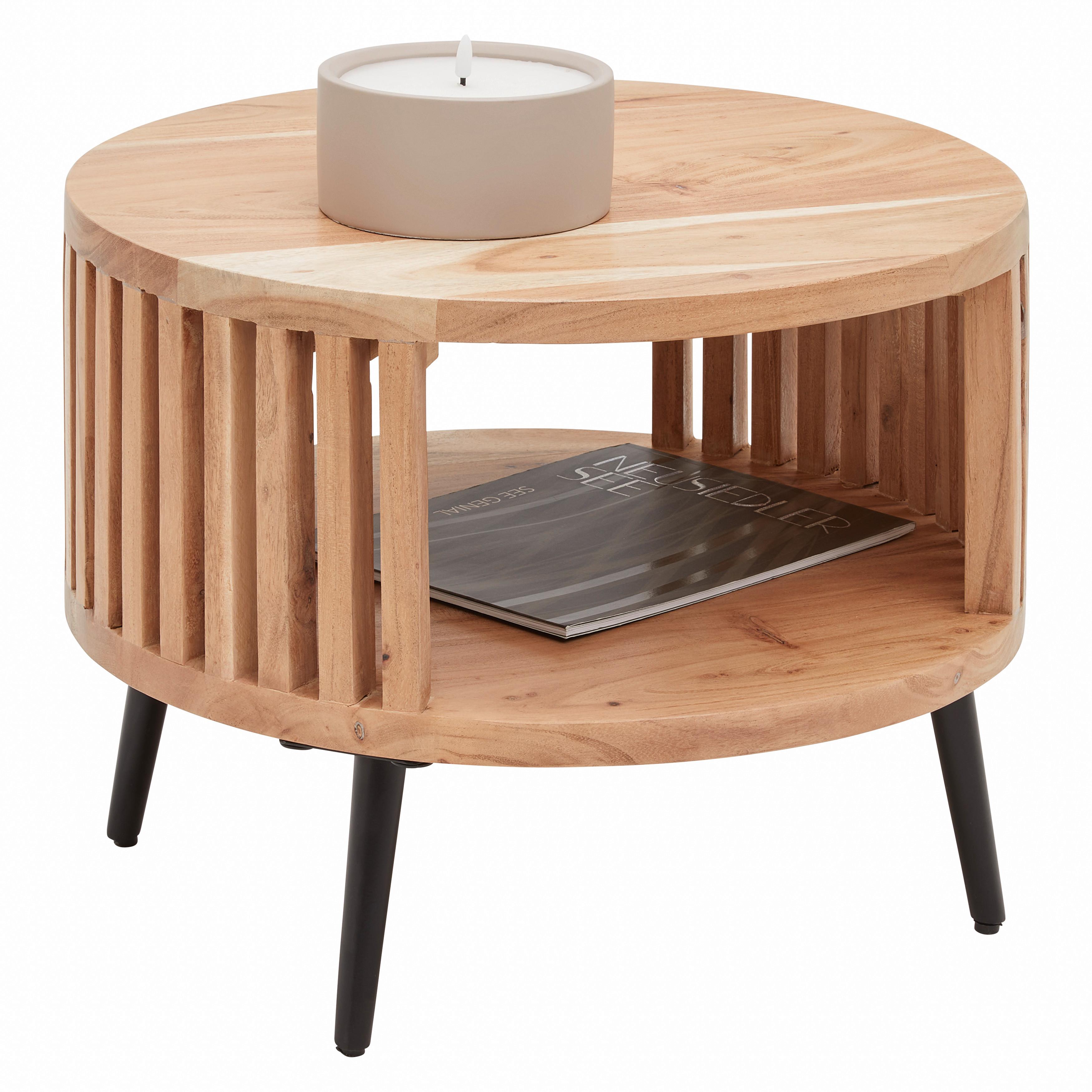 SIDOBORD MADDI -TREND- - svart/naturfärgad, Lifestyle, metall/trä (50/40/50cm) - Mömax