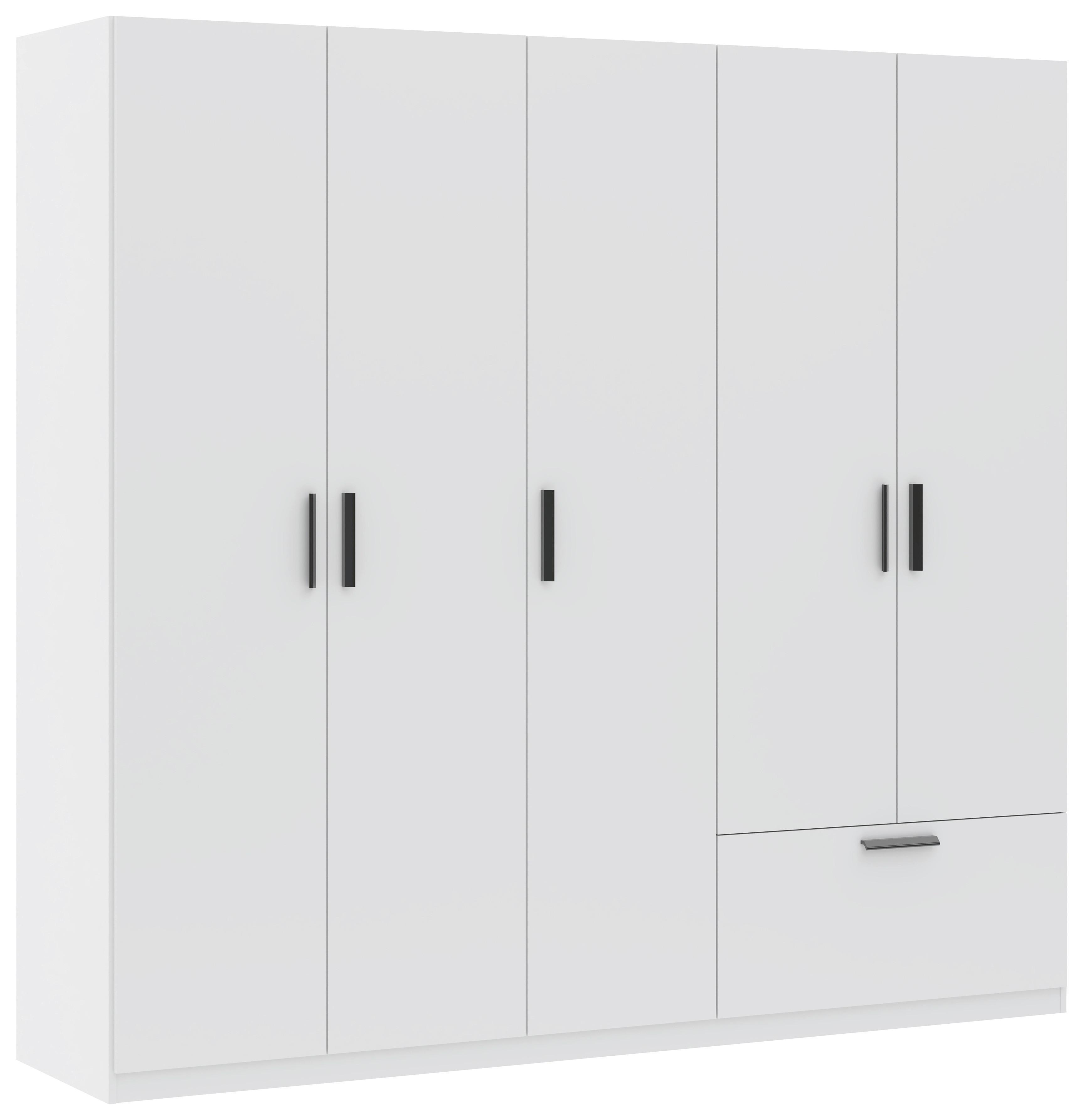 GARDEROB MED GÅNGJÄRNSDÖRRAR MILOS 5T1S - vit/svart, Modern, trämaterial/plast (225/210/54cm) - Mömax