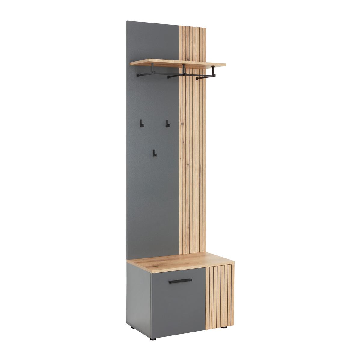 Garderobni Panel Cadix - barve hrasta/antracit, Moderno, leseni material (60/195/36cm) - Mömax