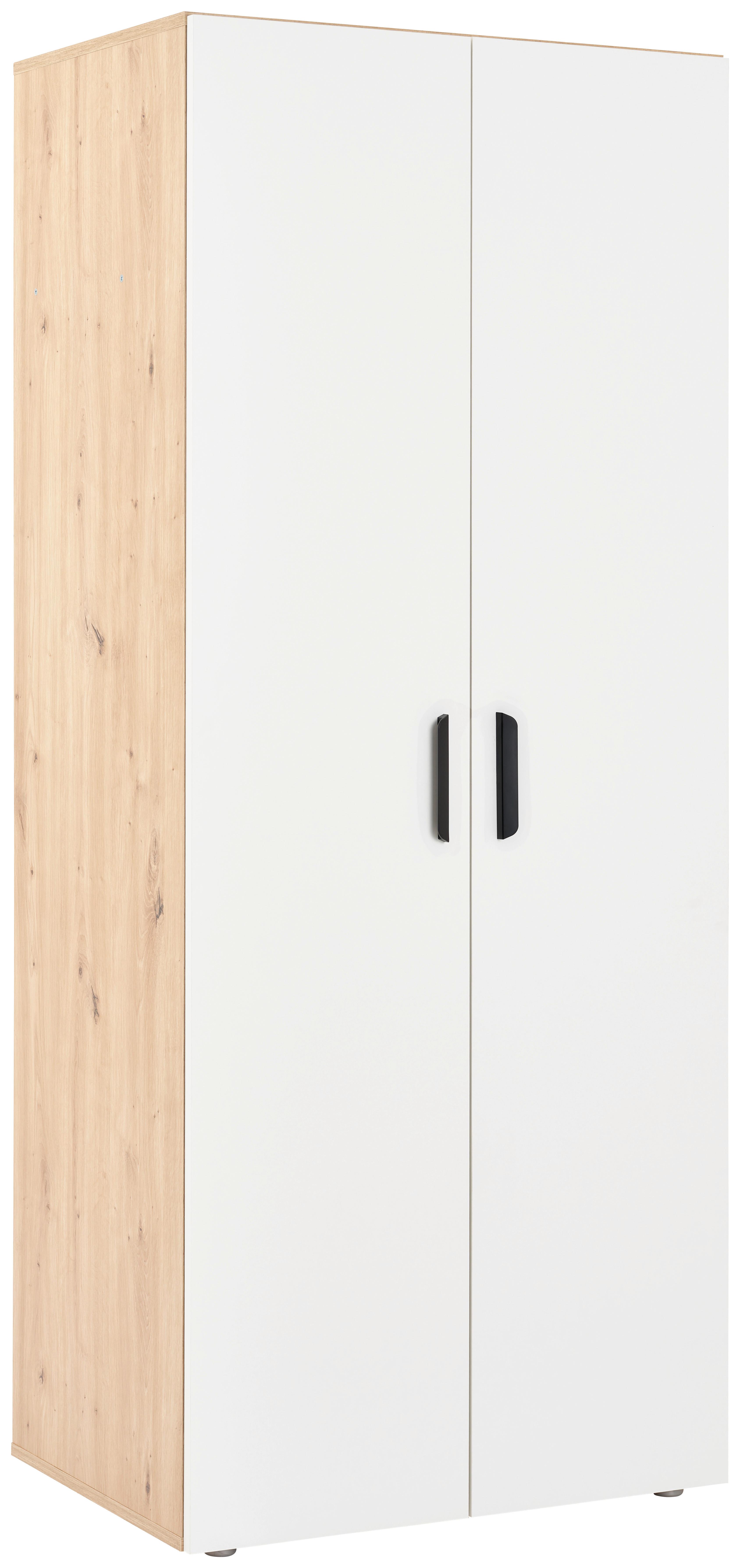 Omara Za Oblačila Basic, Hrast, Bela - črna/bela, Konvencionalno, umetna masa/leseni material (74/179/51,9cm)