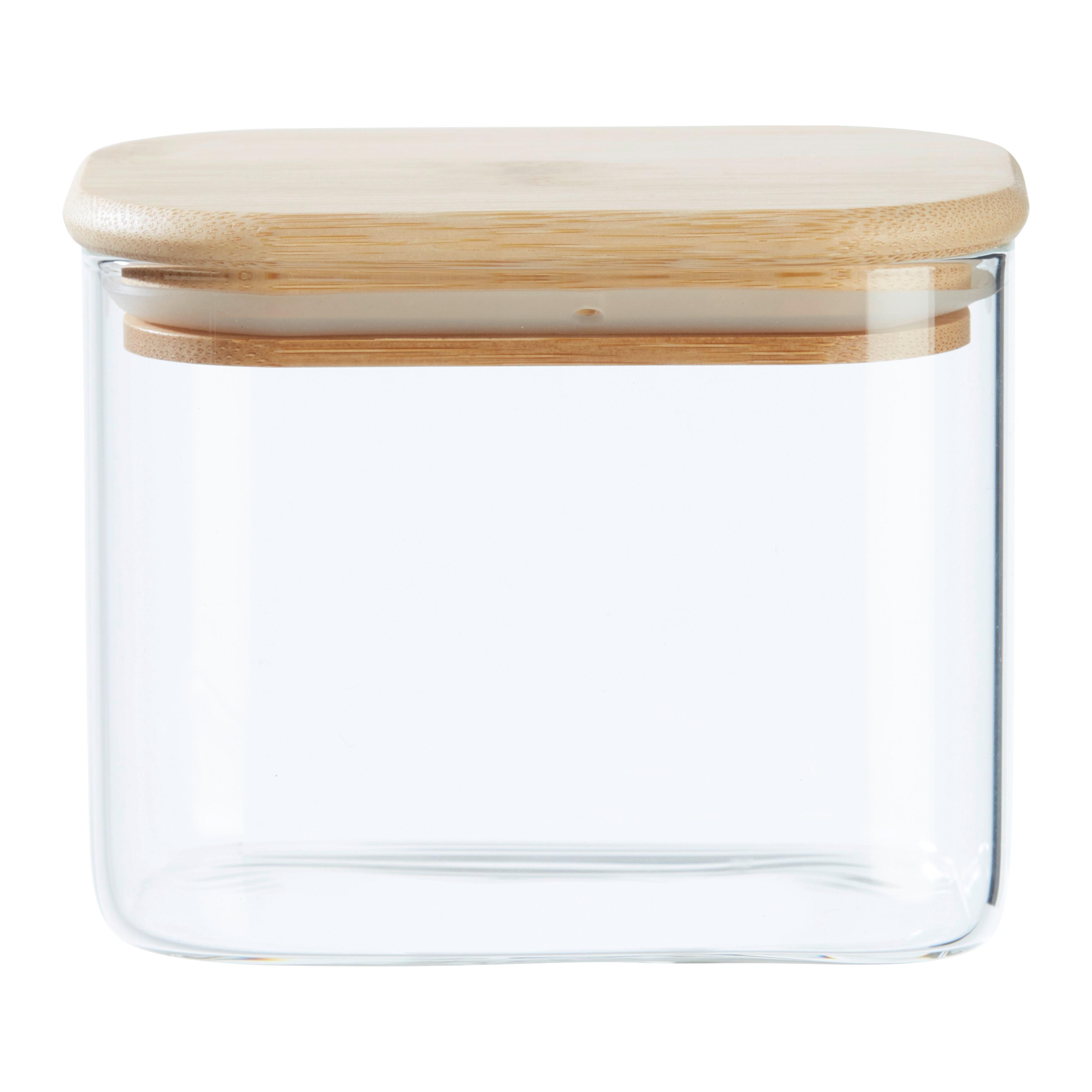 Vorratsdose Haldor ca. 0,64l - Klar/Transparent, KONVENTIONELL, Glas/Holz (12,1/8,3/9,6cm) - Mömax