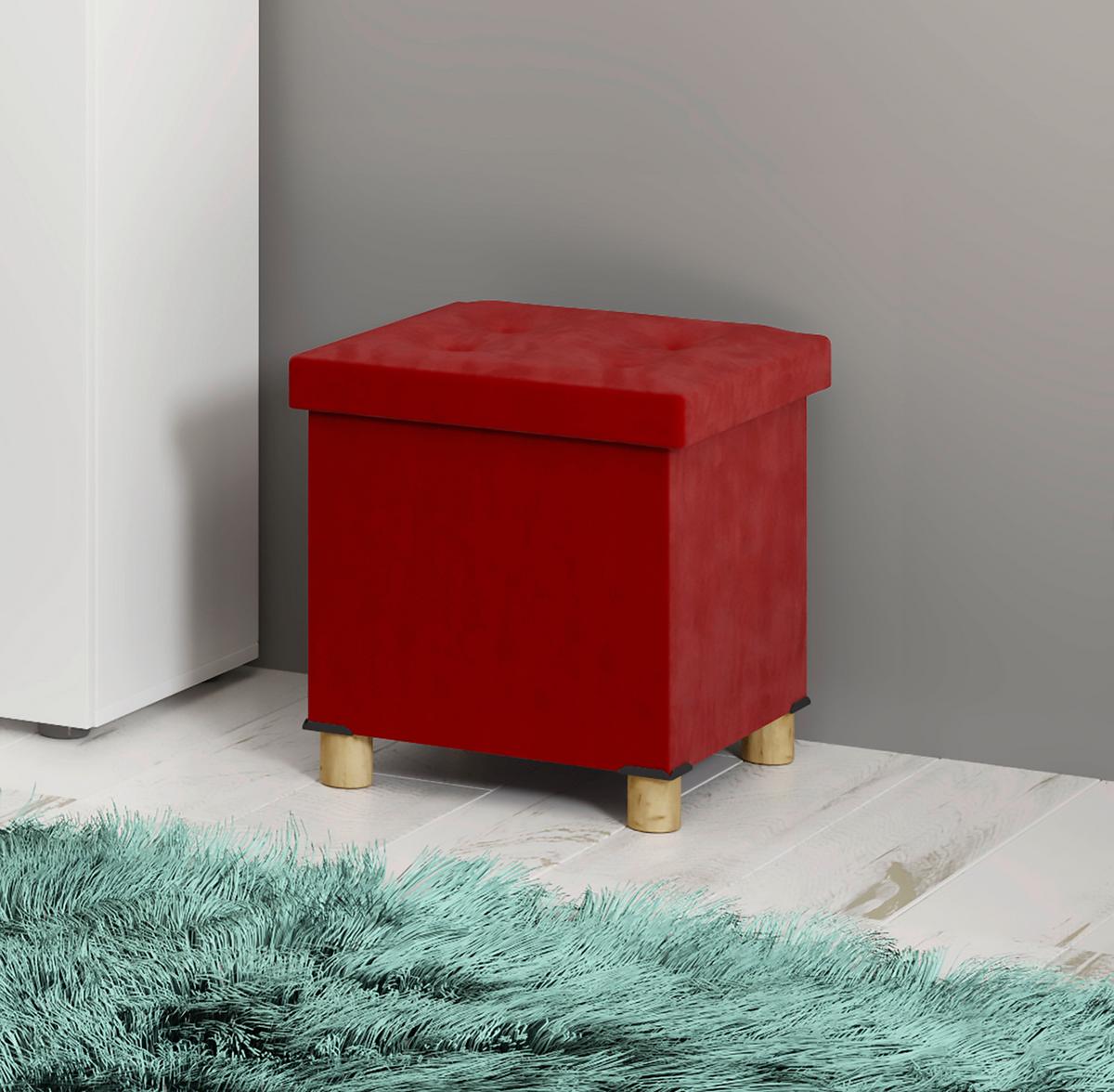 Zaboj Za Sedenje Sizos M, Rdeča - rdeča/rjava, Moderno, tekstil/leseni material (38/40/38cm) - MID.YOU