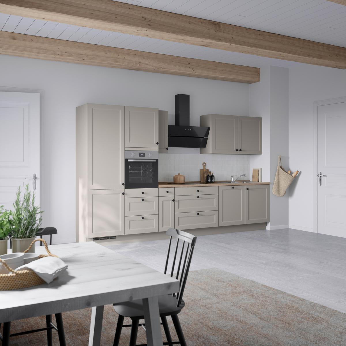 Küchenblock Cascada High m. Geräten Grau - Eiche dunkel/Schwarz, MODERN, Holzwerkstoff/Metall (360cm) - Nobilia