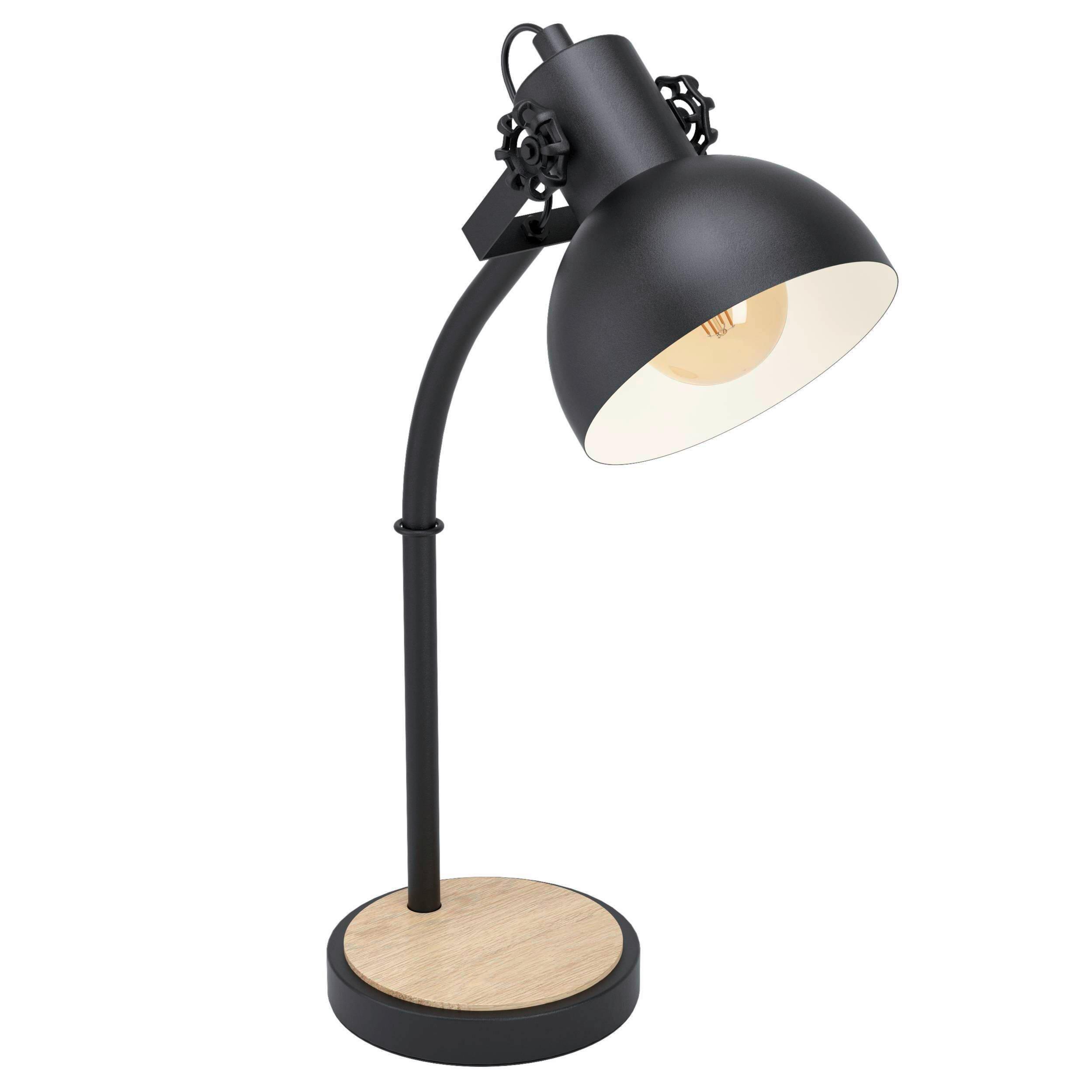 Tischleuchte 43165* Lubenham - Schwarz/Braun, Lifestyle, Holz/Metall (35,5/57cm) - Eglo