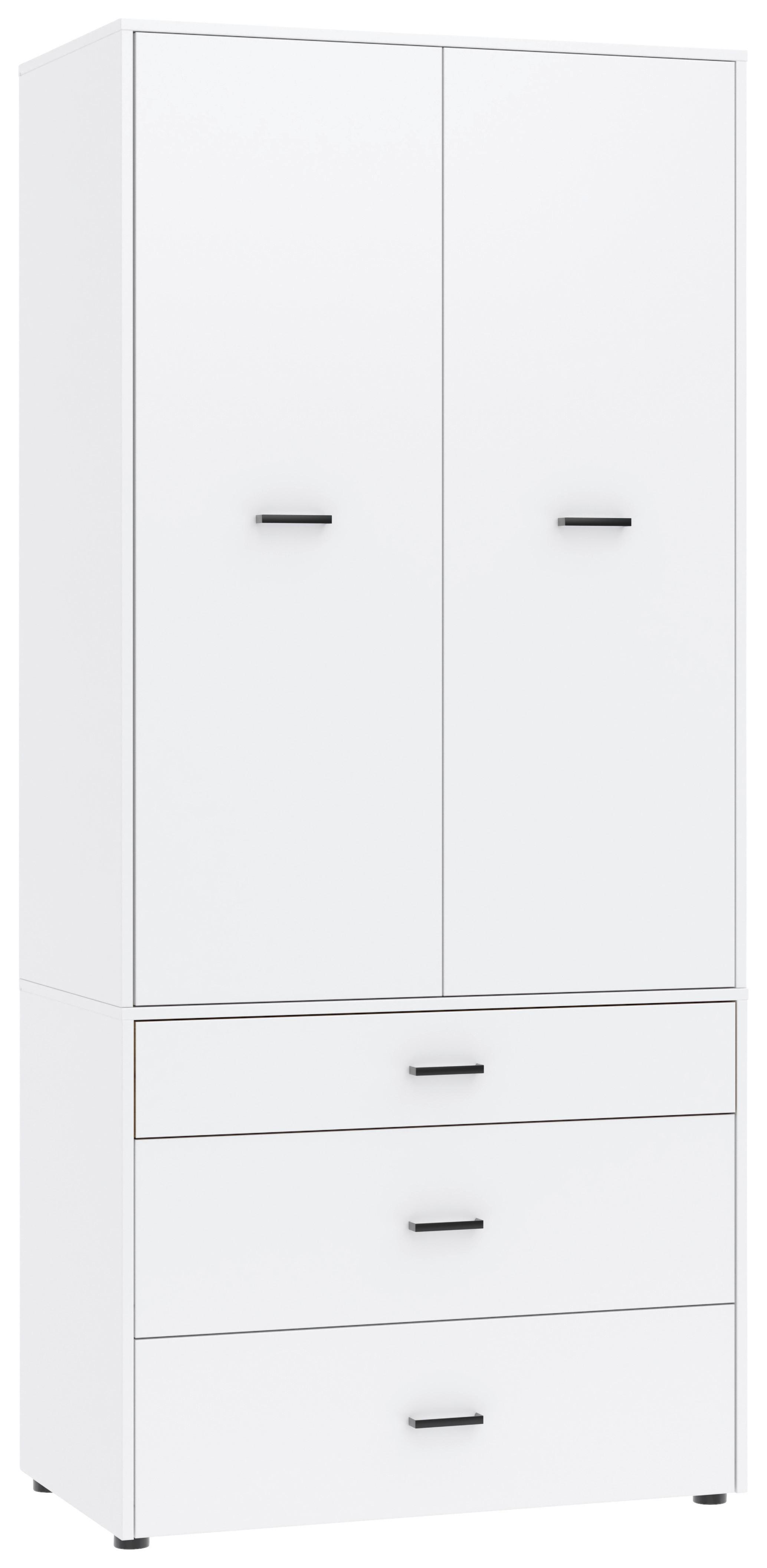 Kleiderschrank Kivo Weiß - Schwarz/Weiß, Basics, Holzwerkstoff/Kunststoff (90/199,6/52,1cm) - Based