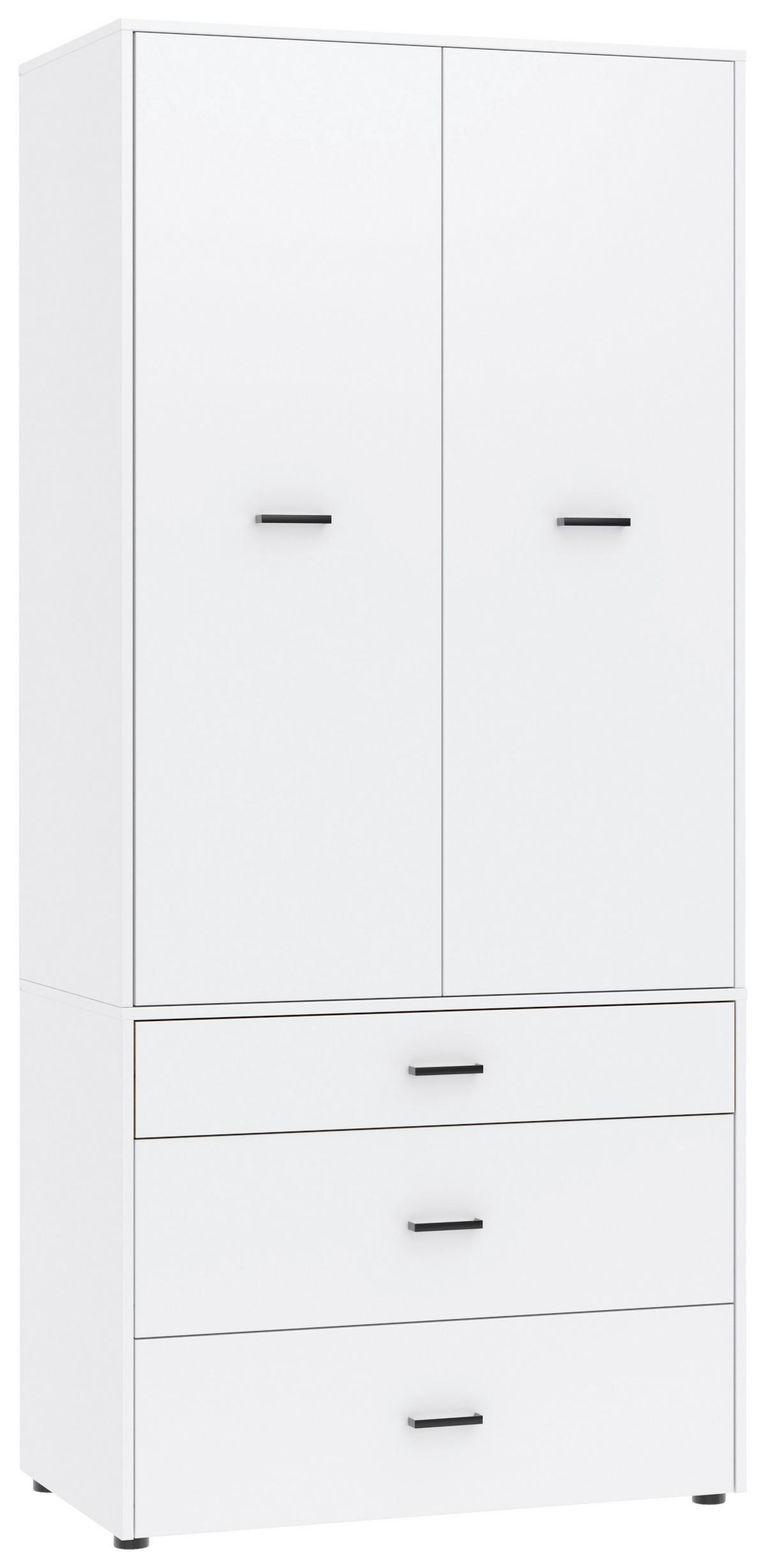 Kleiderschrank Kivo Weiß - Schwarz/Weiß, Basics, Holzwerkstoff/Kunststoff (90/199,6/52,1cm) - Based