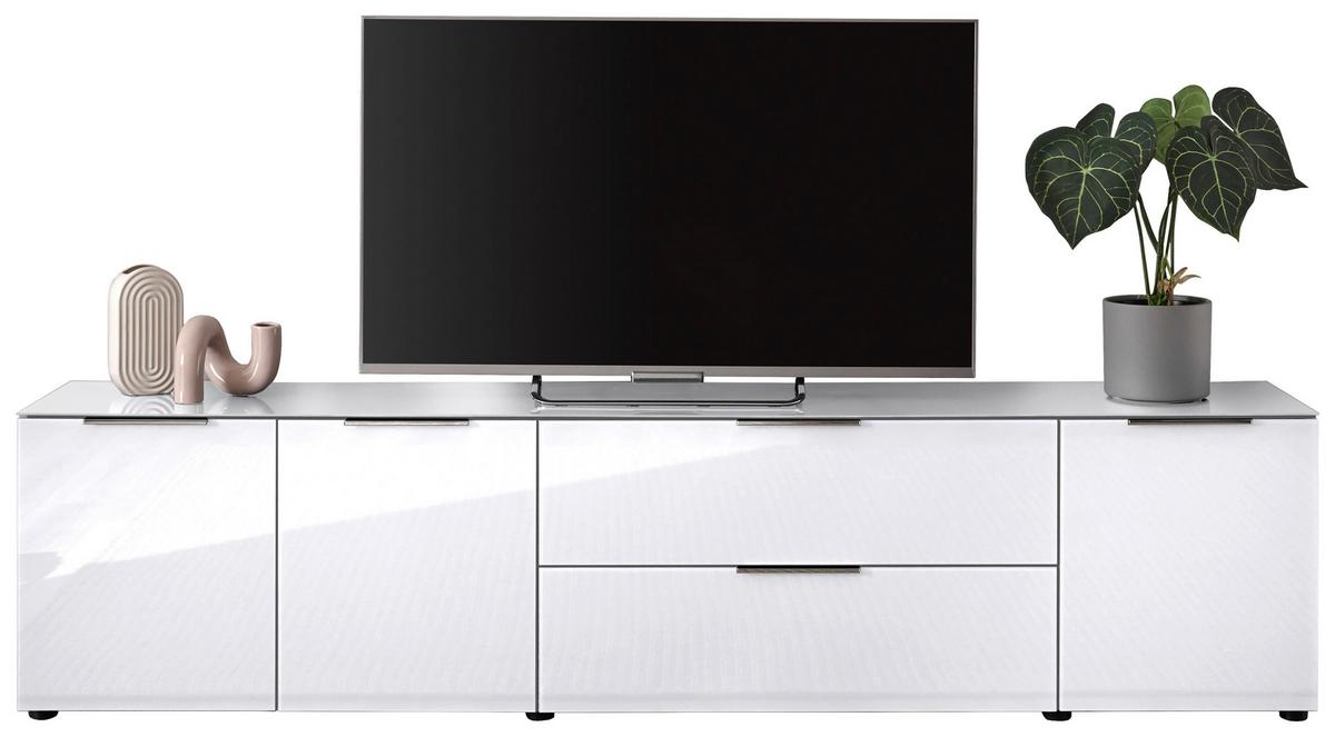 Lowboard Siena Weiss - Chromfarben/Weiss, Modern, Glas/Holzwerkstoff (226/55/40cm) - Mömax