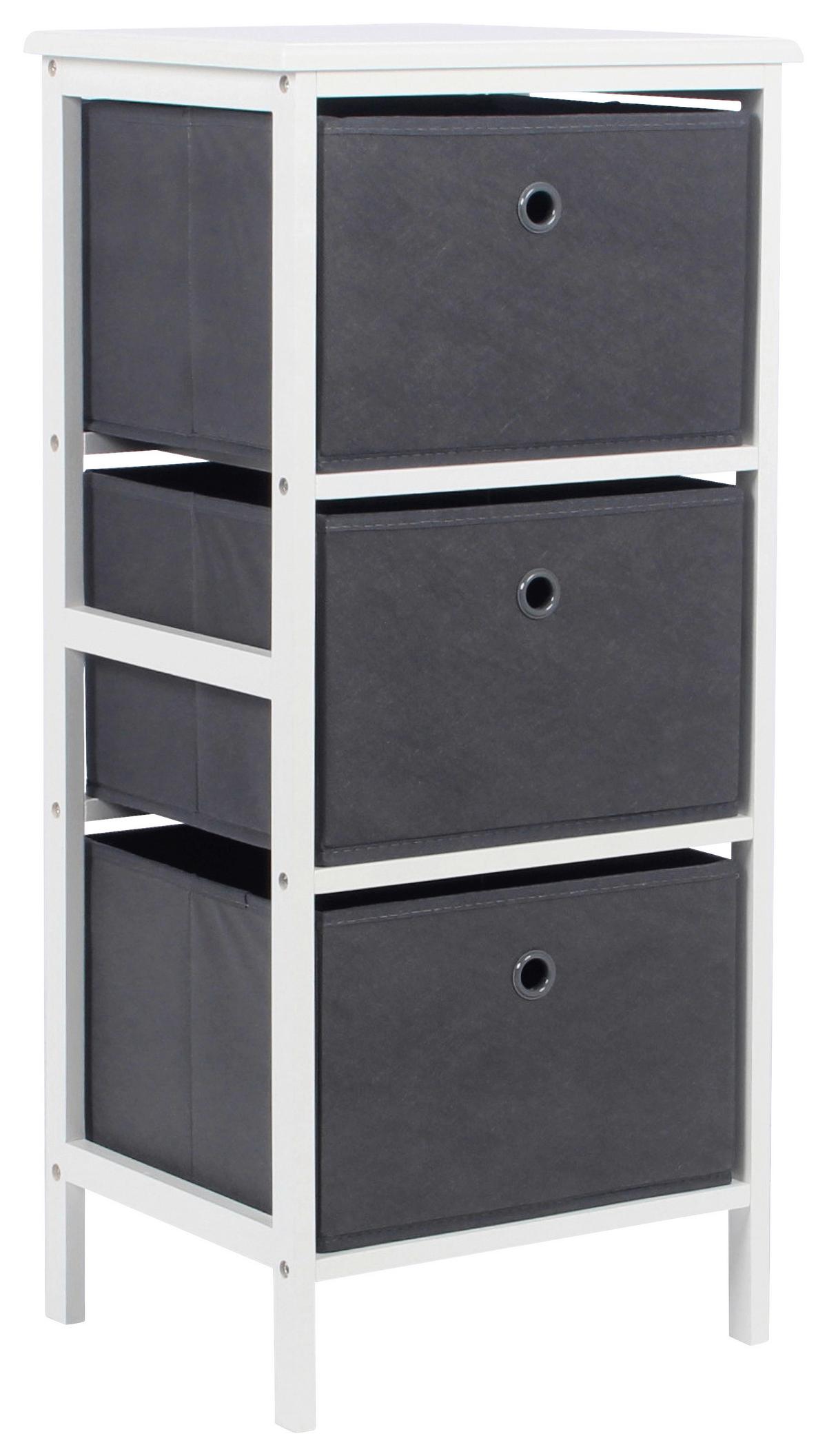 Regal Oliver 2, Bela, Siva, 3 Škatle - siva/bela, Moderno, papir/umetna masa (37/80/30cm)