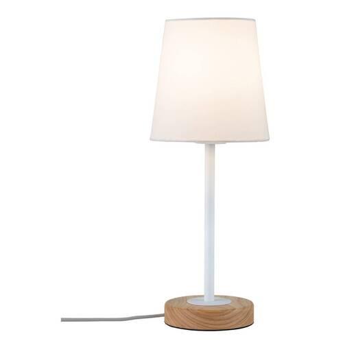 Tischleuchte Stellan in Braun/Weiß max. 20 Watt - Weiß/Braun, Design, Holz/Textil (15,5/40cm) - Paulmann