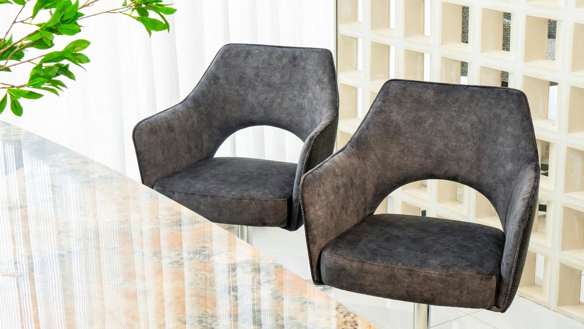 Karosszék Valletta - krómszínű/antracit, Konventionell, textil/fém (61/85/60cm) - Premium Living