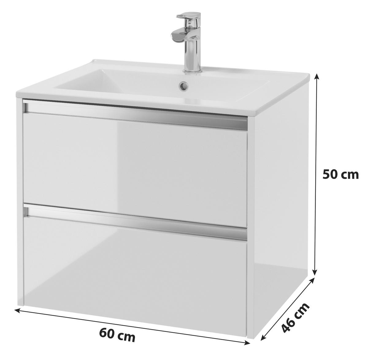 SZAFKA Z UMYWALKĄ NENA BIAŁY 60 CM - biały/kolor aluminiowy, Basics, materiał drewnopochodny/metal (60cm) - MID.YOU
