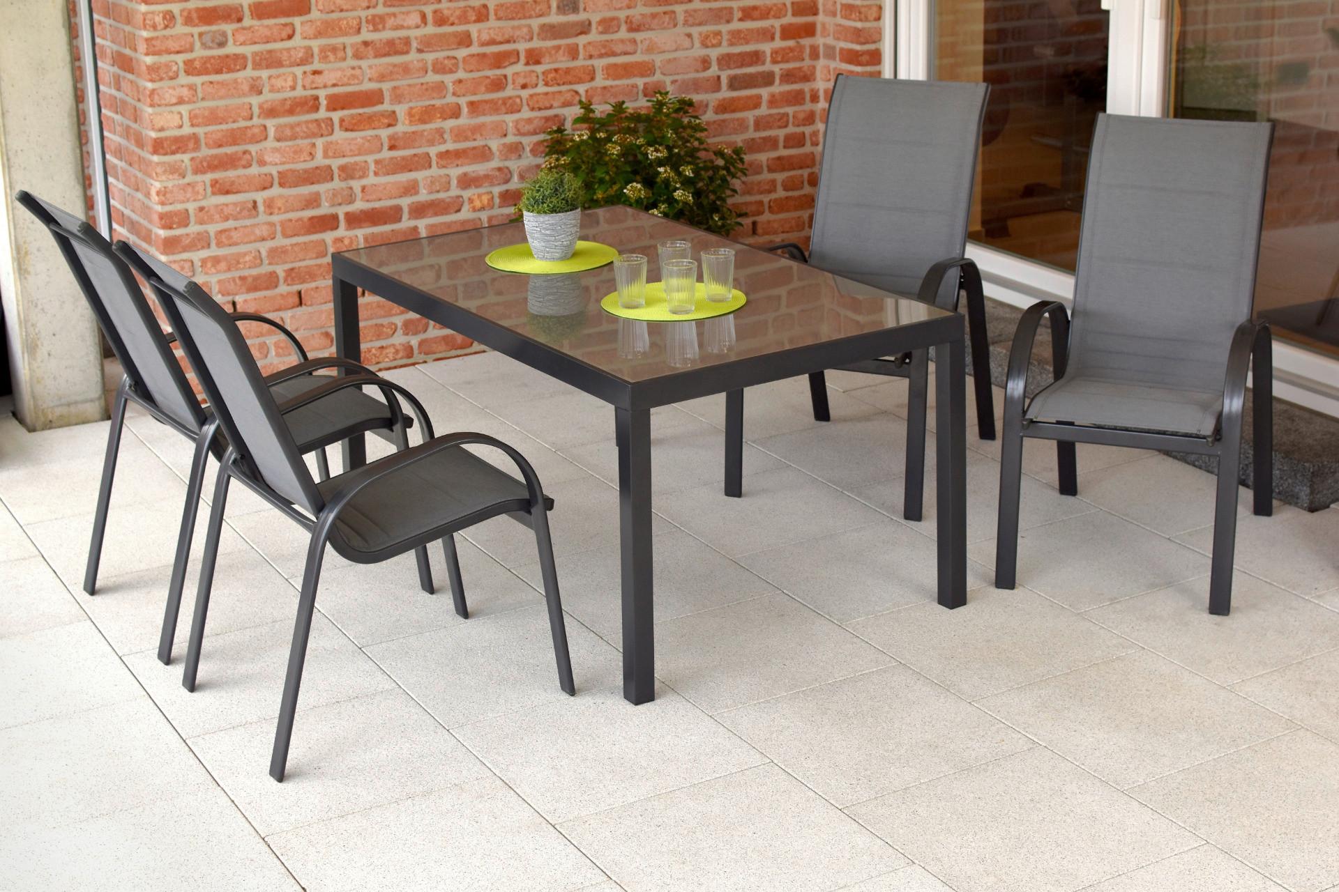 Stapelsessel Amalfi ca. 57x105 cm Alu Anthrazit - Anthrazit/Graphitfarben, MODERN, Kunststoff/Metall (57/105/77cm) - Gardenson