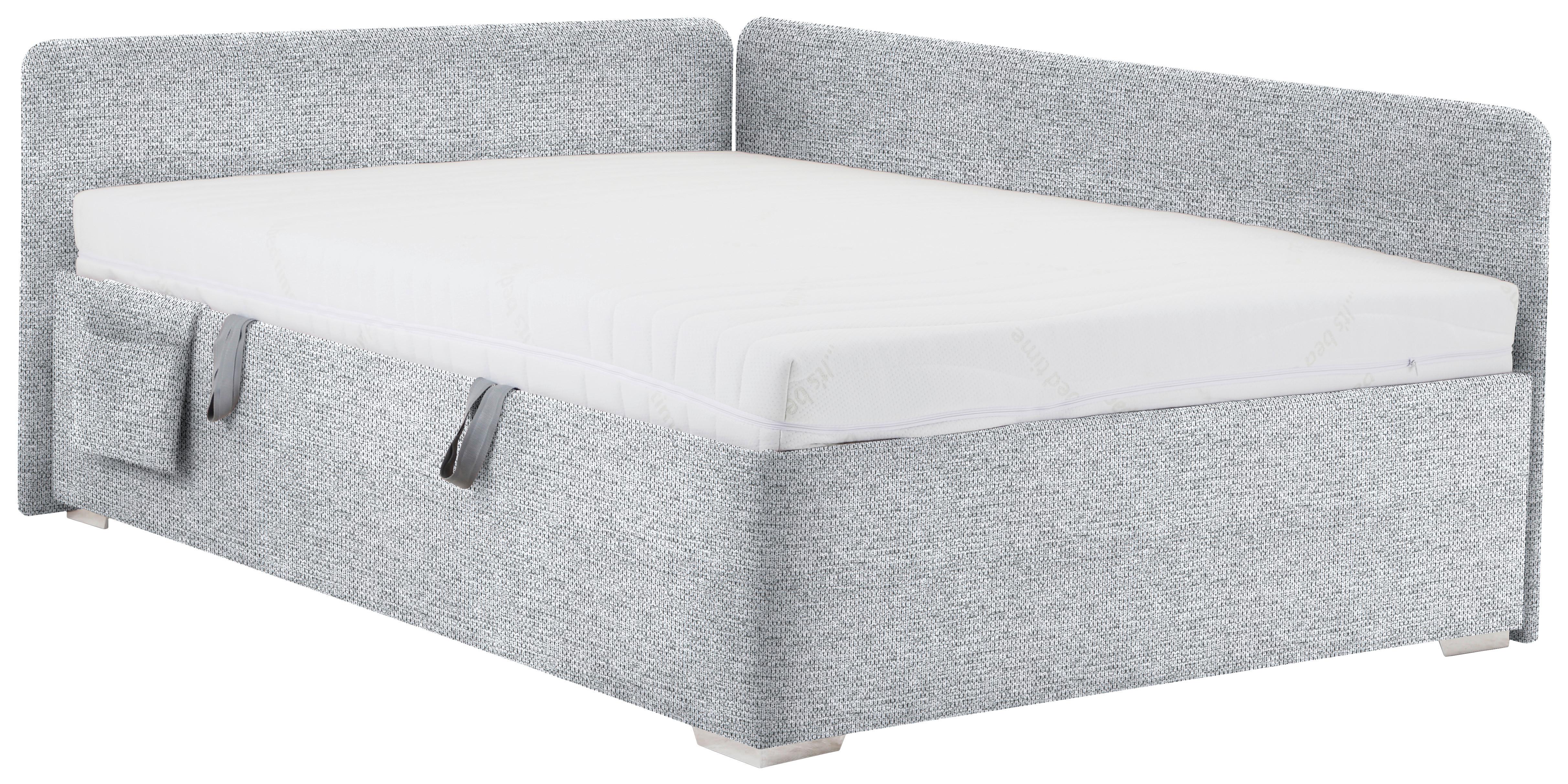 Krevet Remi - tamno siva/prirodne boje, Konvencionalno, drvo/tekstil (120/200cm) - Based