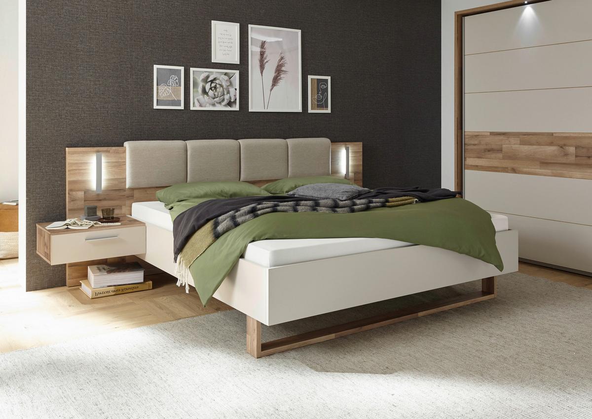 Posteljna Garnitura Cadore, B. Šampanjca, Hrasta, 180x200 - barve šampanjca/barve hrasta, Moderno, leseni material (180/200cm) - MID.YOU