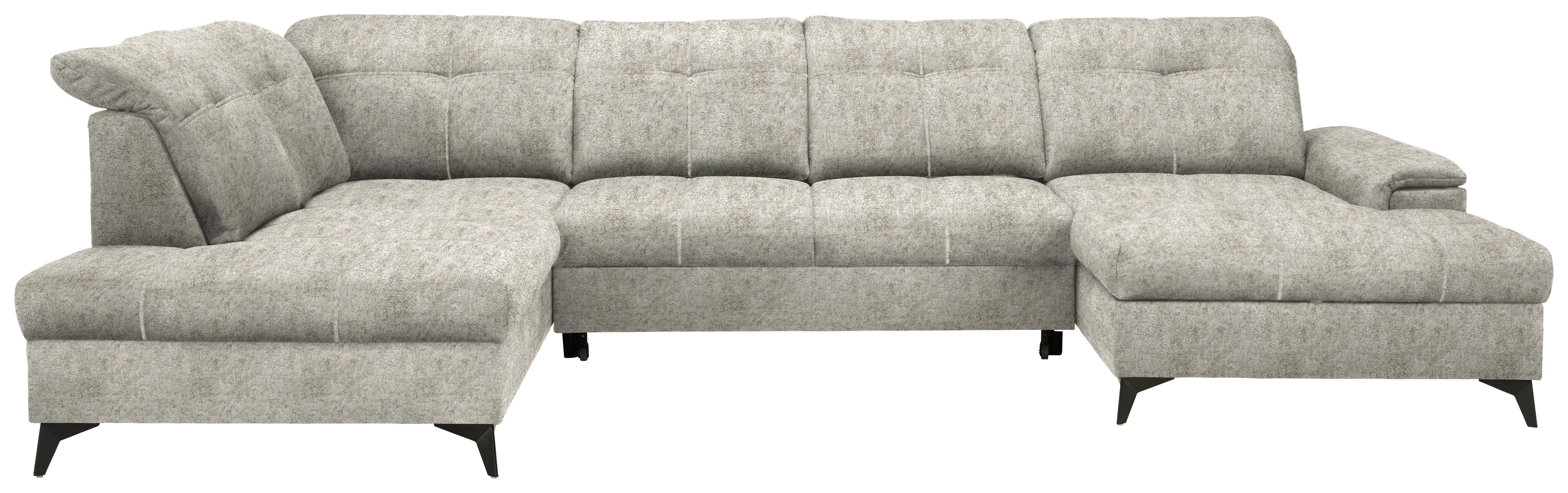 Wohnlandschaft Sierra Taupe - Taupe/Schwarz, MODERN, Textil/Metall (181-230/90-106/364cm) - Mömax