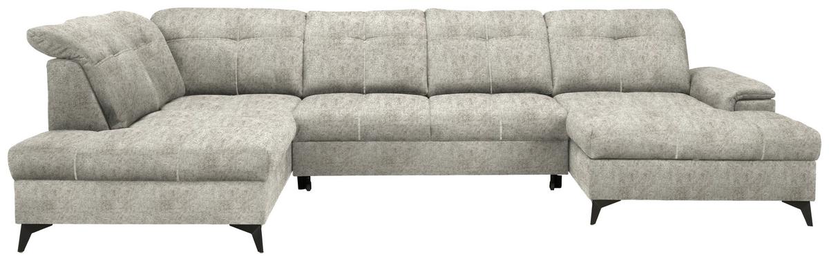 Wohnlandschaft Sierra Taupe - Taupe/Schwarz, Modern, Textil/Metall (181-230/90-106/364cm) - Mömax