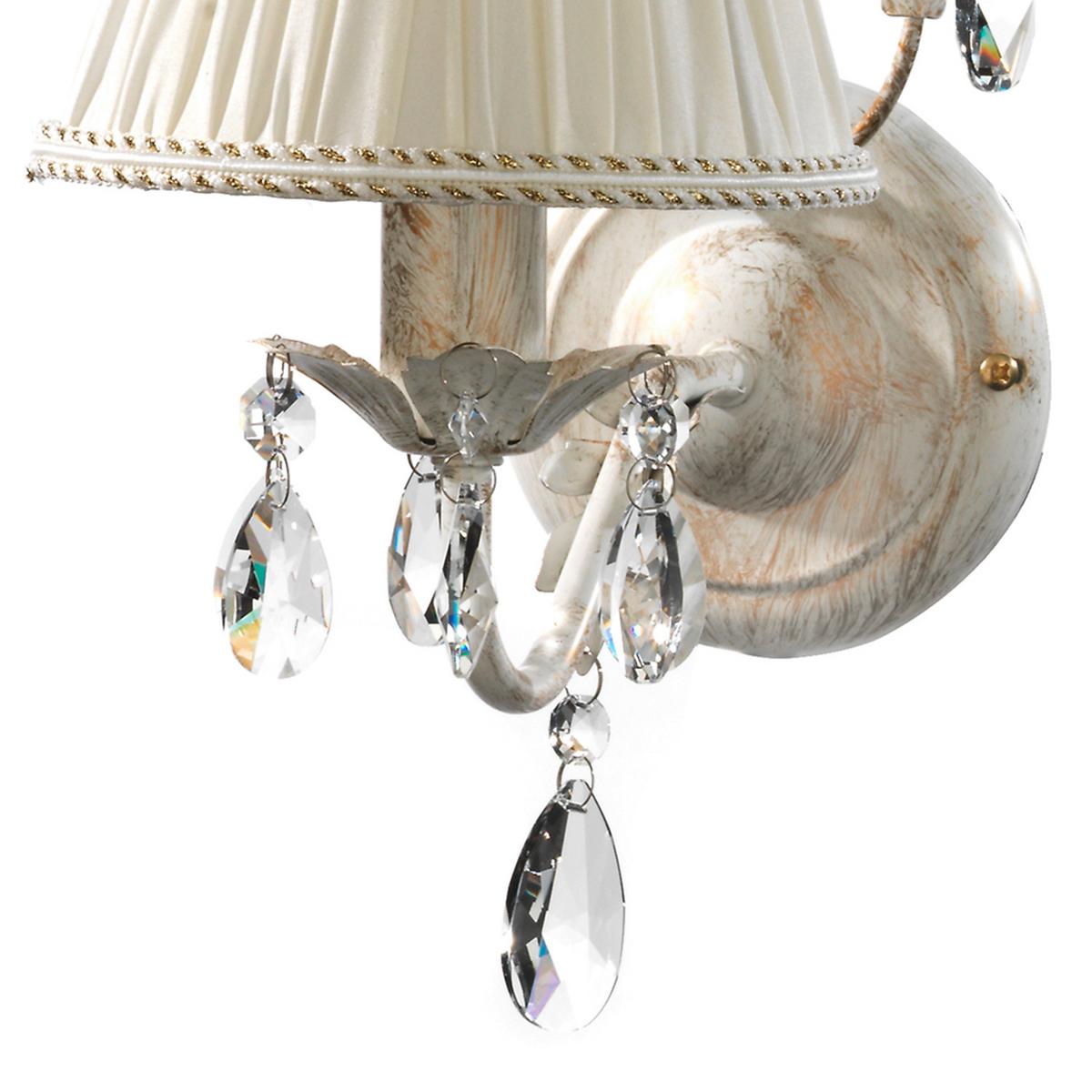 Wandleuchte Piccolo Weiß max. 6 Watt - Weiß, ROMANTIK / LANDHAUS, Glas/Textil (25/16/30cm)