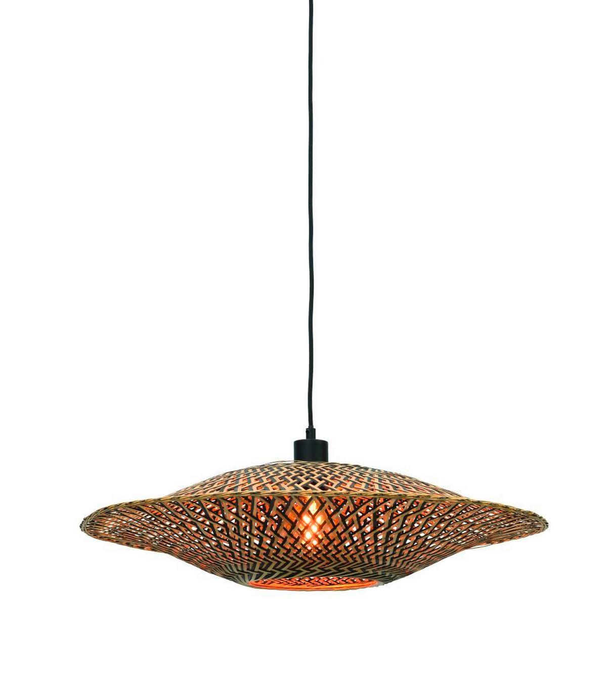 Hängeleuchte Bali in Schwarz/Braun max. 40 Watt - Hellbraun/Schwarz, Natur, Naturmaterialien (60/15cm) - Good & Mojo