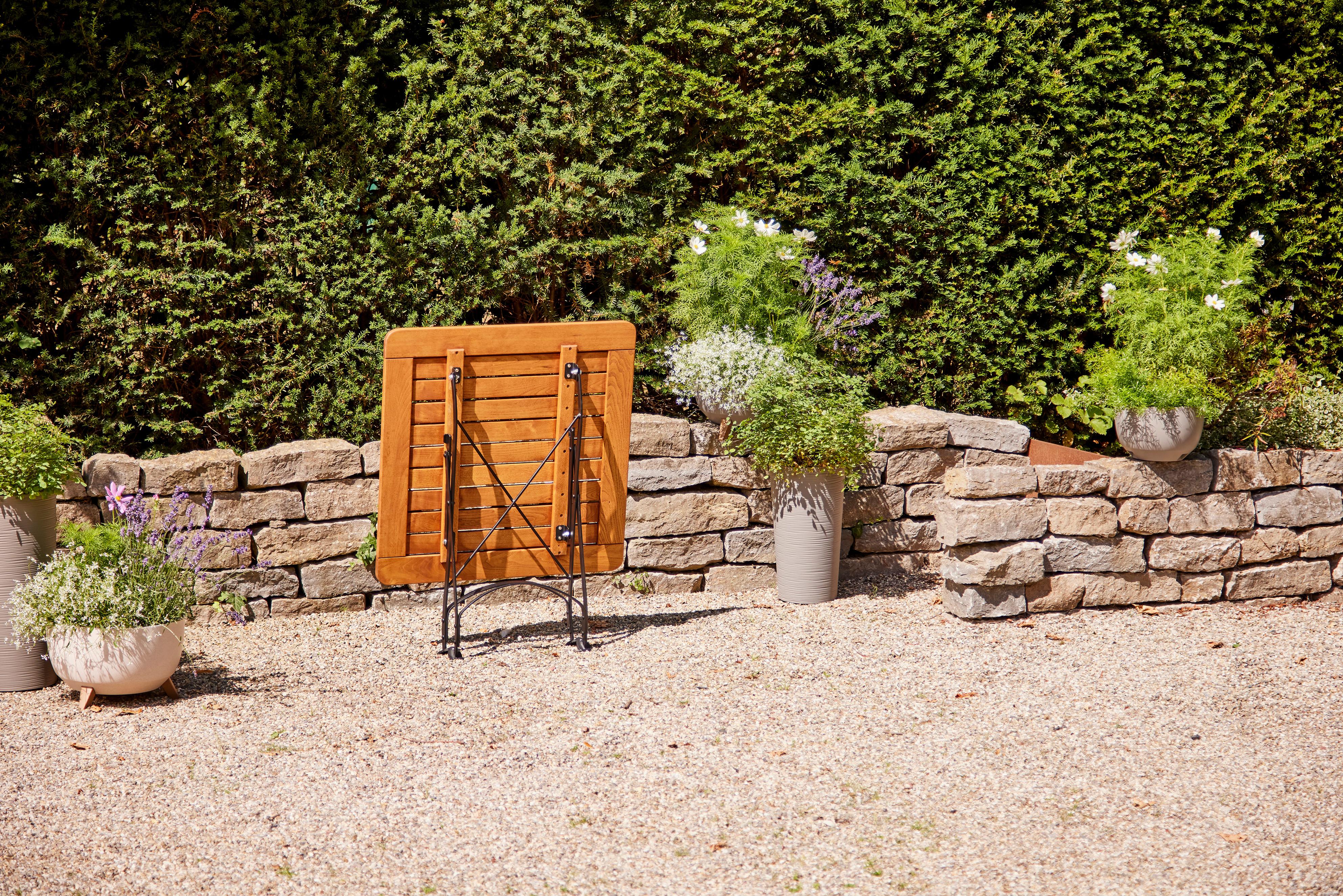 Siena Garden Gartenklapptisch ca.80x80x78cm Robinie - Robinienfarben/Schwarz, KONVENTIONELL, Holz/Metall (80/80/78cm) - Siena Garden