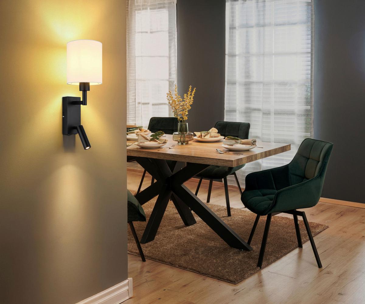 Led Zidna Svjetiljka Zamora - bijela/crna, Konvencionalno, metal/tekstil (15/45,5cm) - Globo