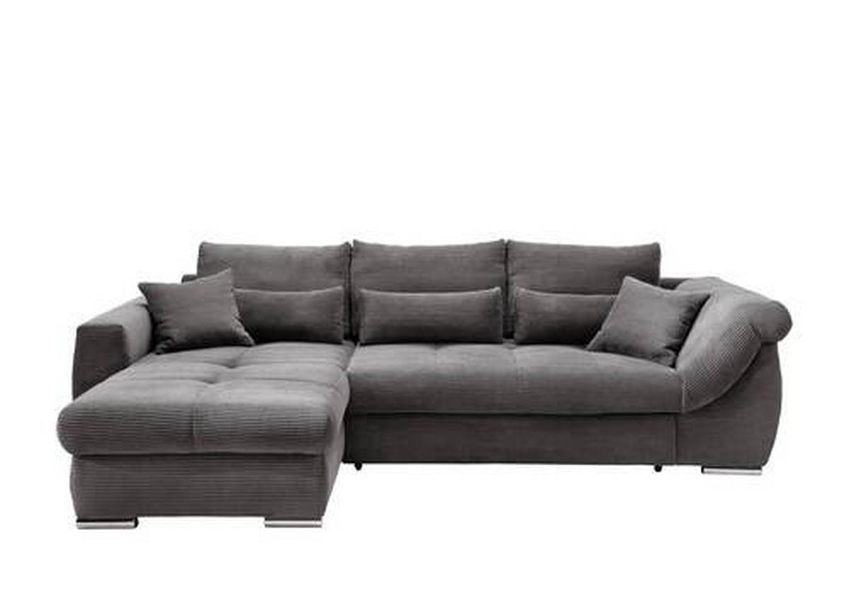 Wohnlandschaft Frederico Grau Cord - Chromfarben/Grau, MODERN, Holz/Textil (188/302cm) - MID.YOU