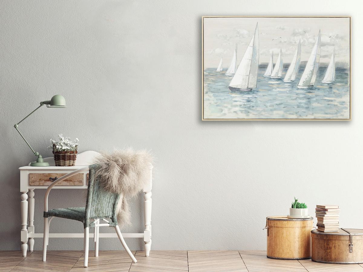 Slika Sa Ramom 100x70cm Maris - bela/pastelno plava, Konvencionalno, drvo/tekstil (100/70/2,8cm) - Mömax