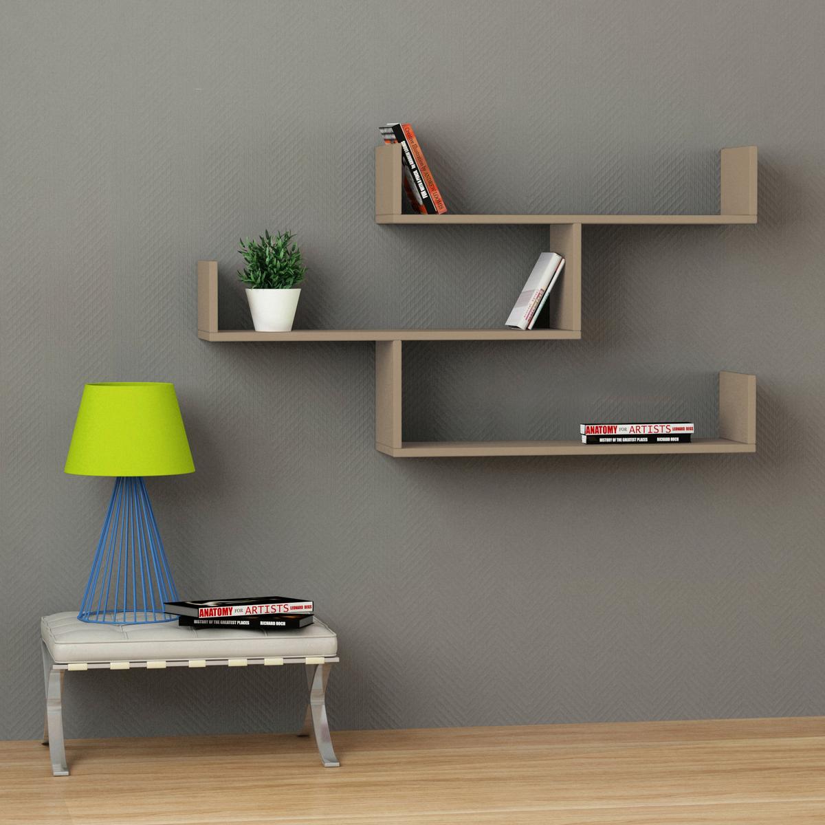 Stenski Regal Tibet - bež, Design, leseni material (120/67/22cm) - Livetastic