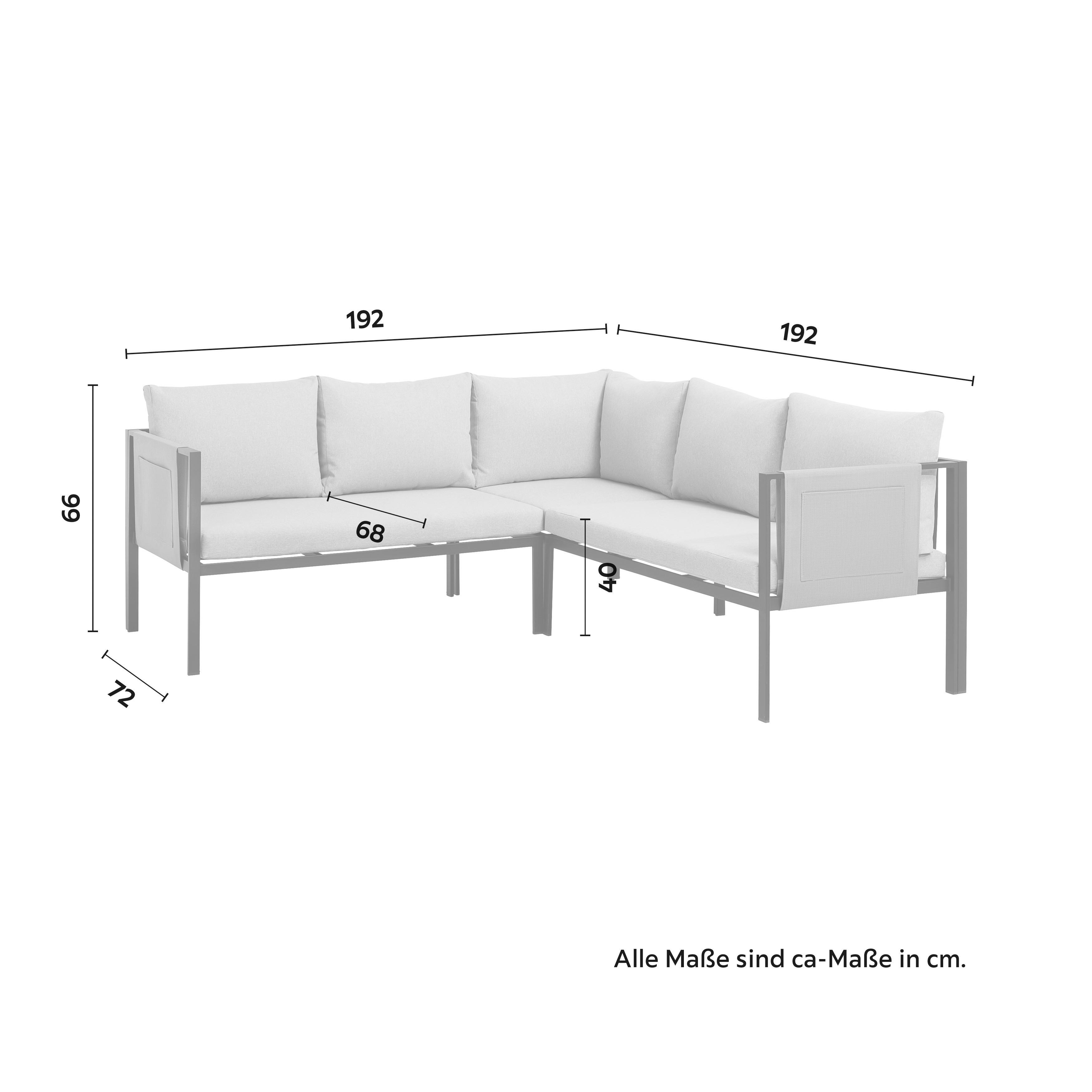 Lounge Garnitura Filippo, Siva, Črna, Jeklo, Steklo - siva/črna, Moderno, kovina/steklo (192/192cm) - Bessagi Garden